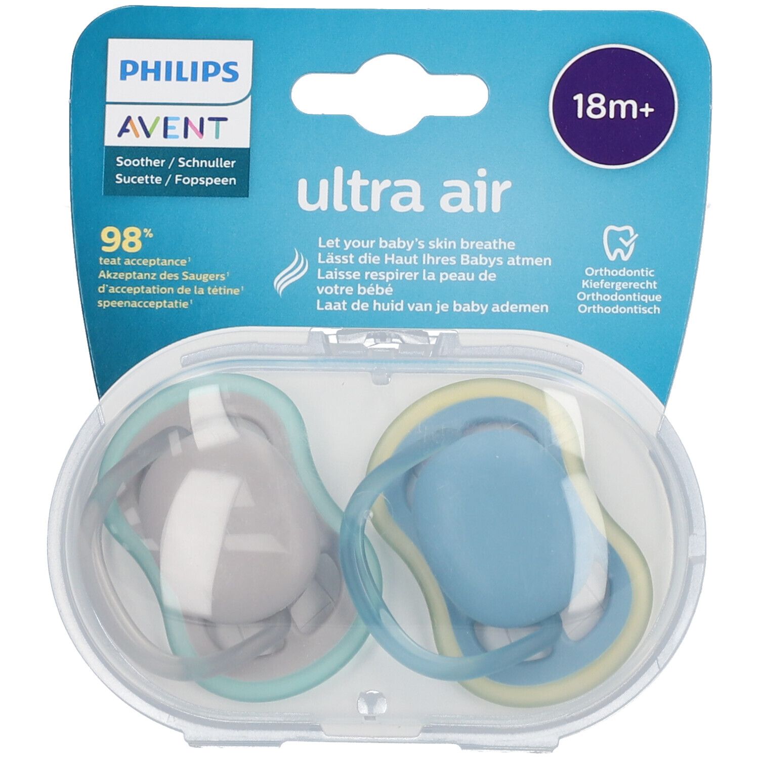 AVENT Sucette ultra air 18m+ (Couleur non sélectionnable)​ 2 pc(s) Sucette(S)