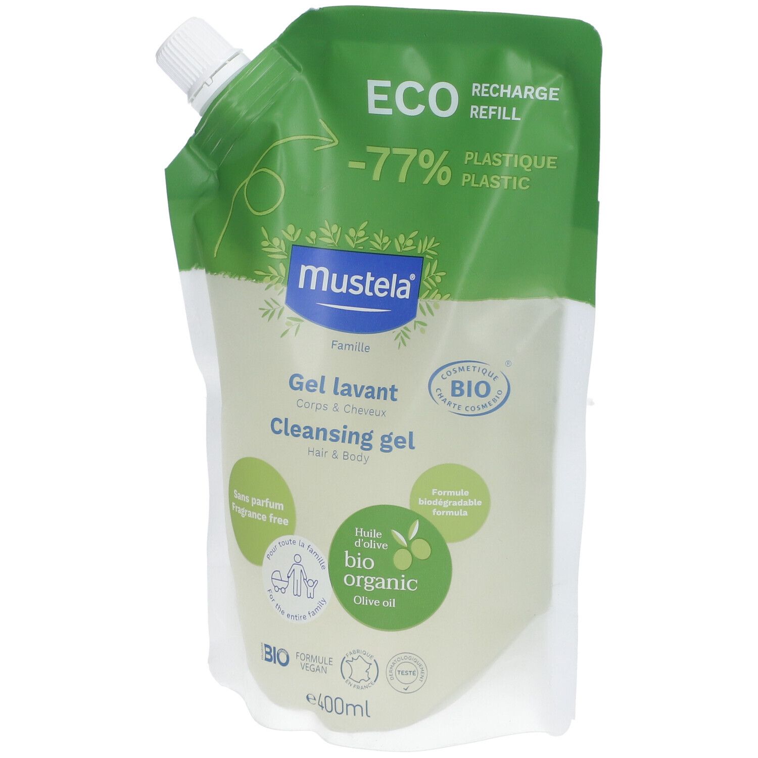 Mustela Eco Recharge Gel Lavant Bio Corps Et Cheveux Dès La Naissance 400Ml - Image 3