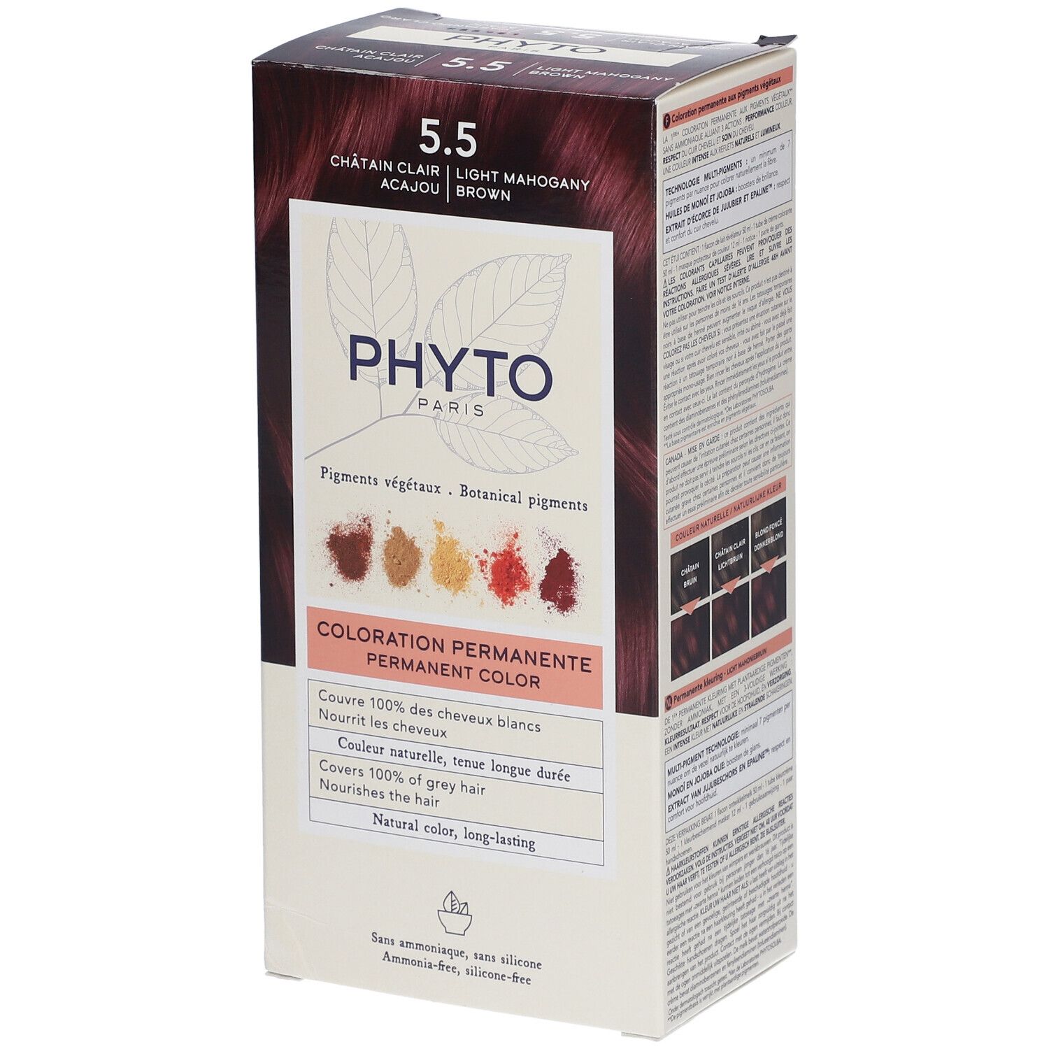 PHYTO Coloration permanente 5.5 châtain clair acajou 1 pc(s) Set(S)
