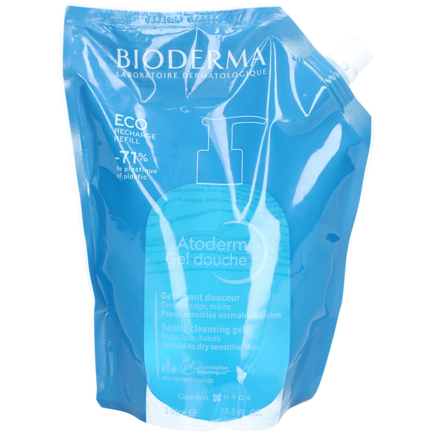 Bioderma Atoderm Gel Douche Eco-Recharge Tous Types De Peaux 1L - Image 3