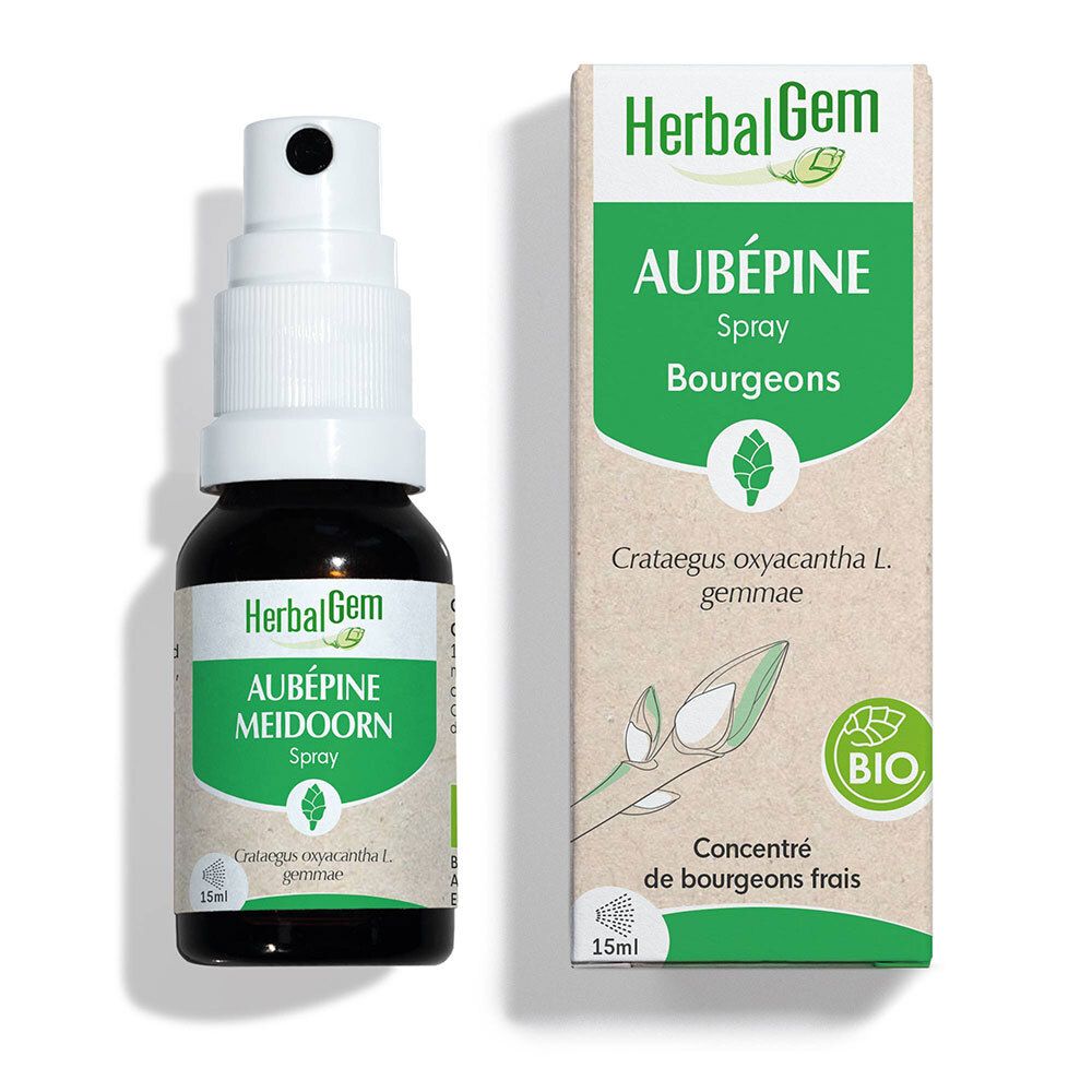 Herbalgem - Aubépine Bio Complément Alimentaire Extrait De Bourgeon Frais Pour Circulation Sanguine 15 Ml Spray Enfants