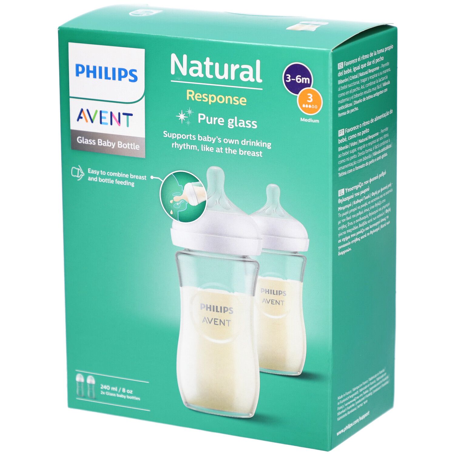 PHILIPS AVENT Natural Response Biberon en verre pour bébé 2 pc(s) Bouteilles