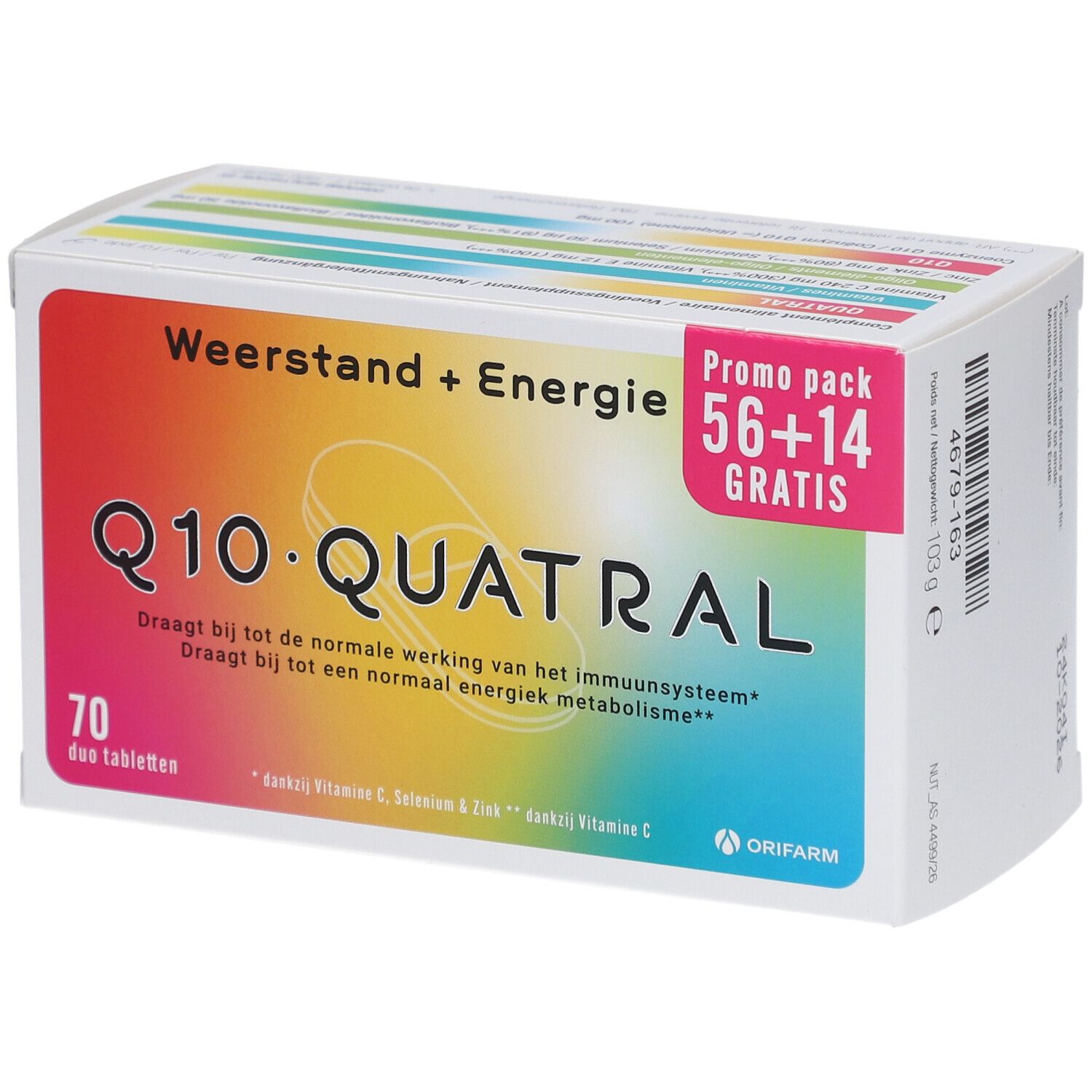 Q10 Quatral + 14 Tabletten GRATIS Duo 56+14 pc(s) Emballage(S) Combi