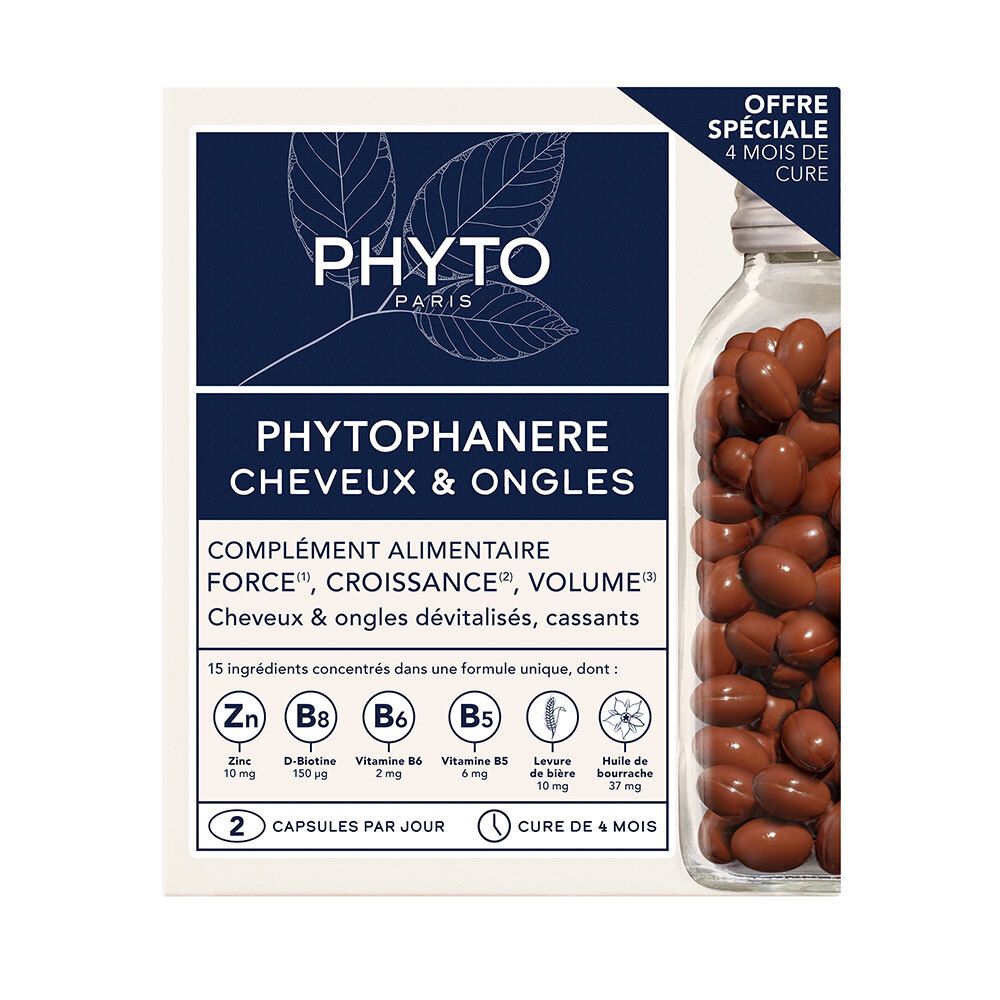 Phyto Phytophanère Anti-Chute de Cheveux et Ongles Cassants DUO 120x2 pc(s) Capsule(S)