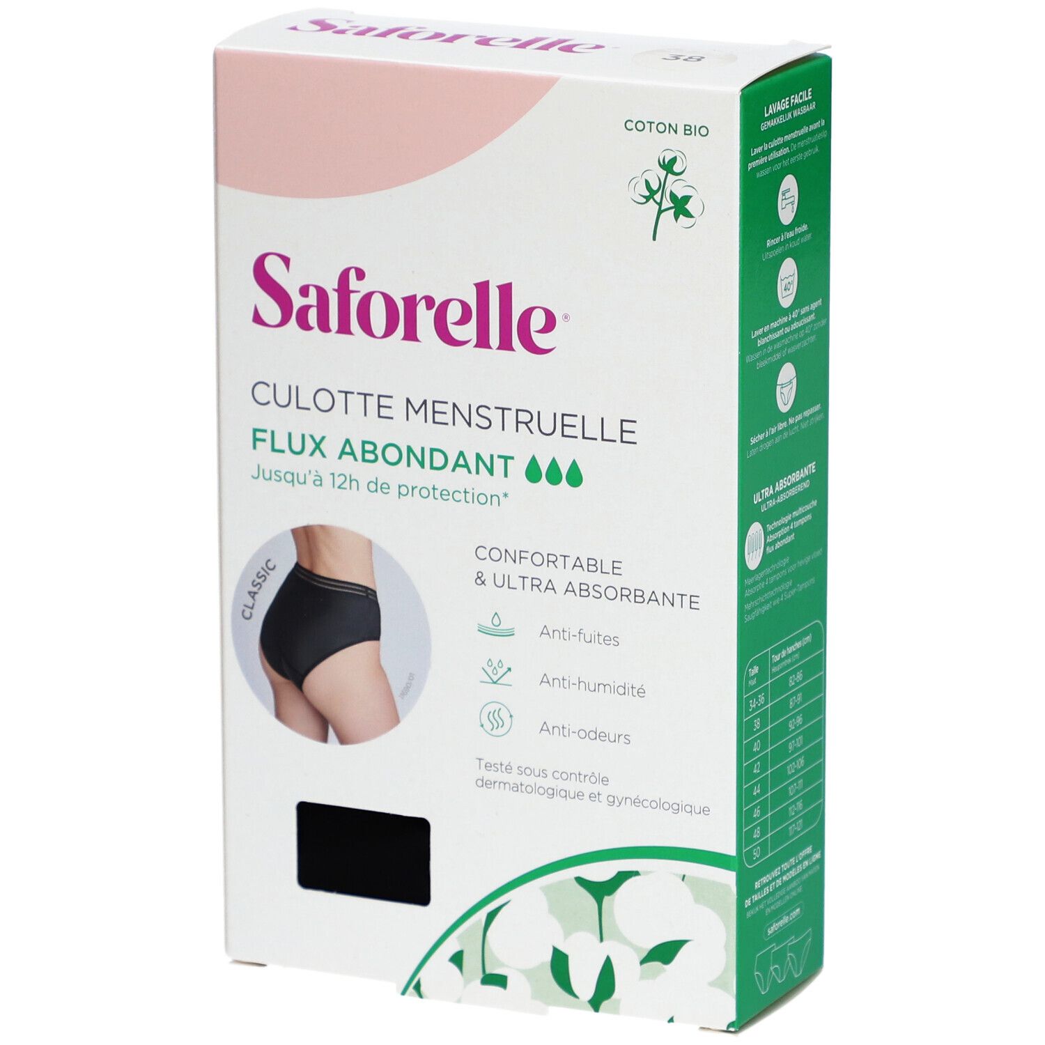 Saforelle Culotte pour les Règles Flux Abondant Taille 38 Menstruelle 1 pc(s)