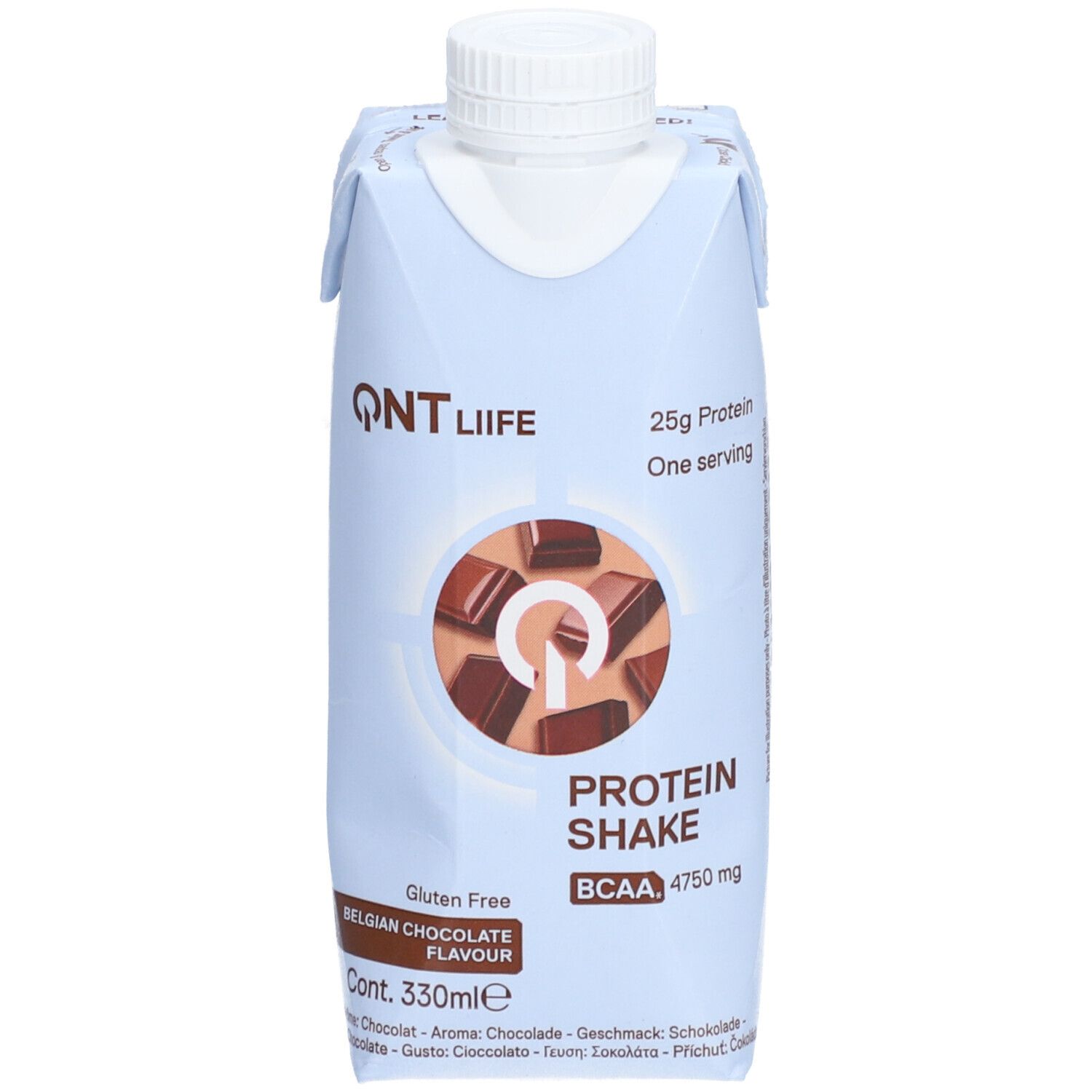 QNT Life Protein Shake Chocolat Belge – Boisson lactée protéinée avec BCAA Fluide 330 ml