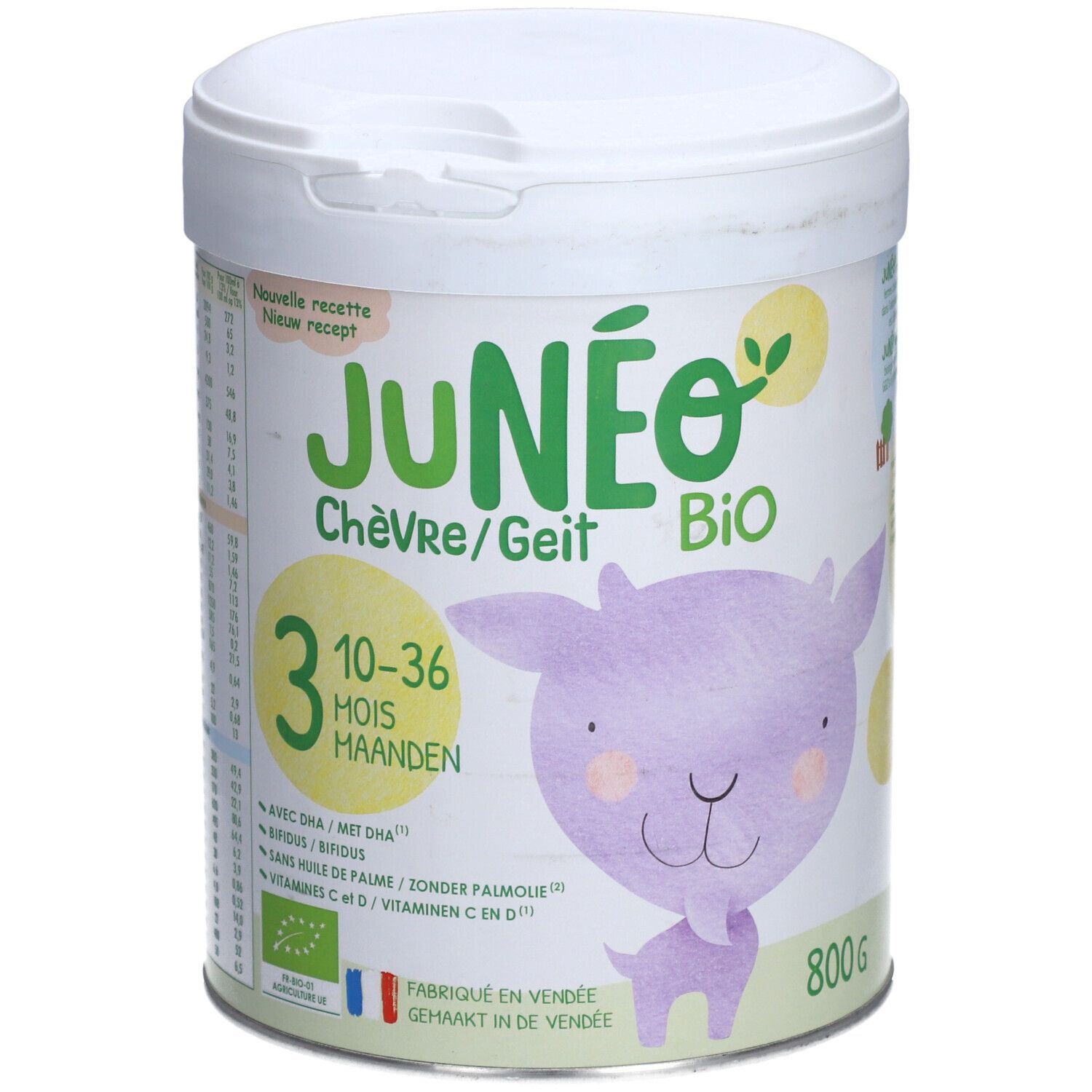 Junéo Lait de chèvre bio en poudre 3 (de 10 à 36 mois) Suppositoire(S) Pour Nourrissons 800 g