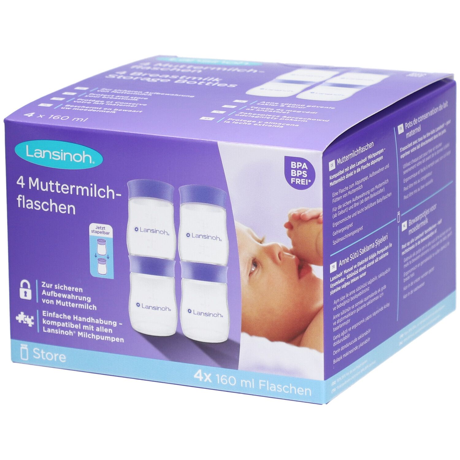 Lansinoh Flacons De Conservation Pour Lait Maternel 4X160ml Bouteilles 4 Pc(S)