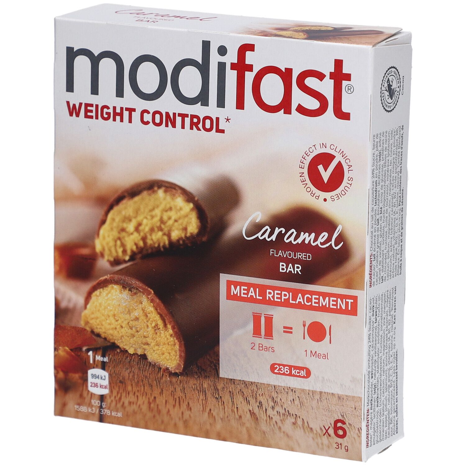 Modifast Weight Control Barres Caramel 6x31 g Barre