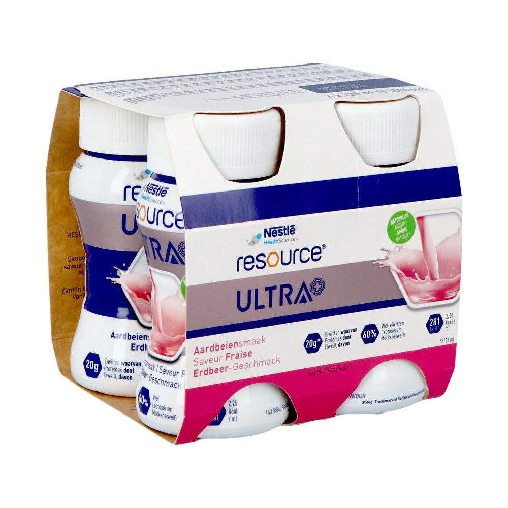 Resource Ultra+ Saveur Fraise 4x125ml 4x125 ml Fluide