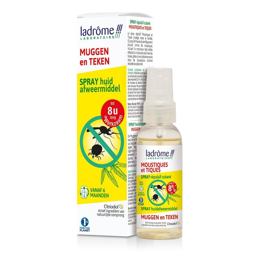 Ladrôme Moustiques et Tiques Spray Répulsif Cutané 50 ml