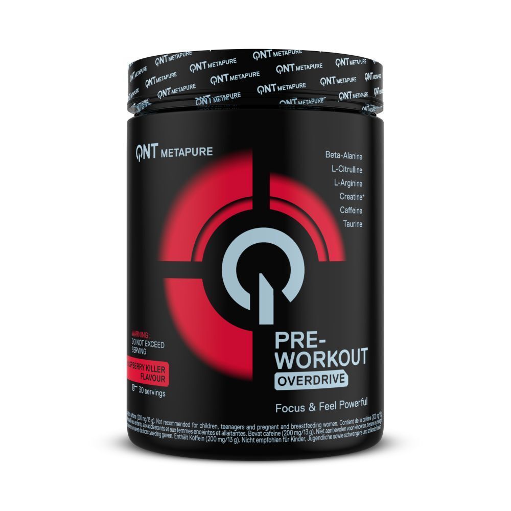 Qnt Metapure Preworkout Overdrive Raspberry Killer Poudre 390 G Enfants