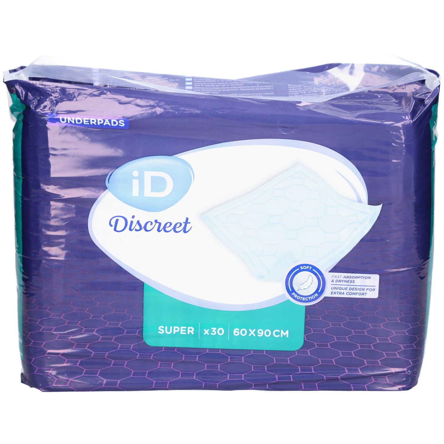 iD Discreet Underpads 60x90 Super 30 pc(s) Protections pour incontinence