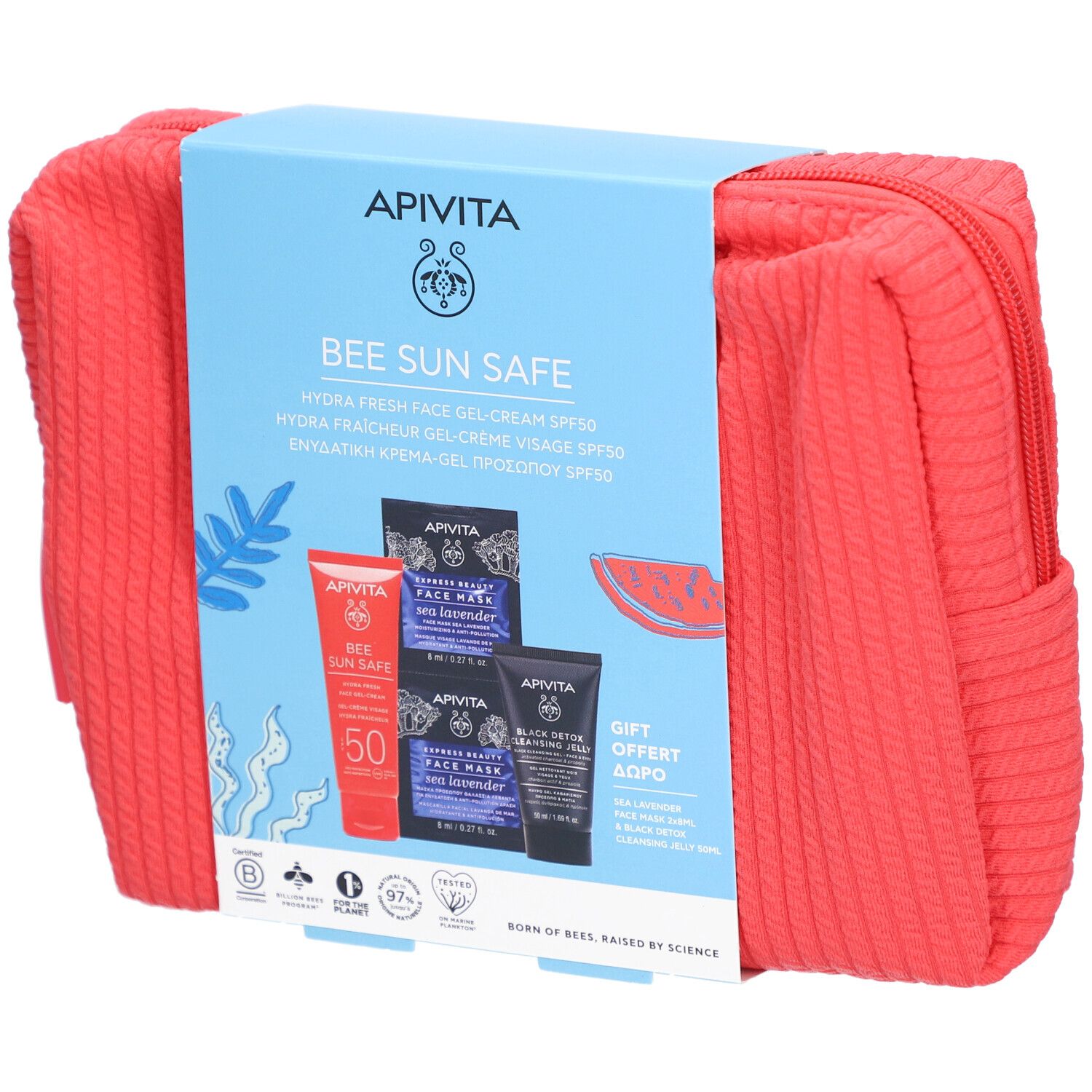Apivita Promo Bee Sun Safe Hydra Gel-Crème Visage SPF50+ & Gel Nettoyant Noir Masque Sea Lave Emballage(S) Combi 50 ml
