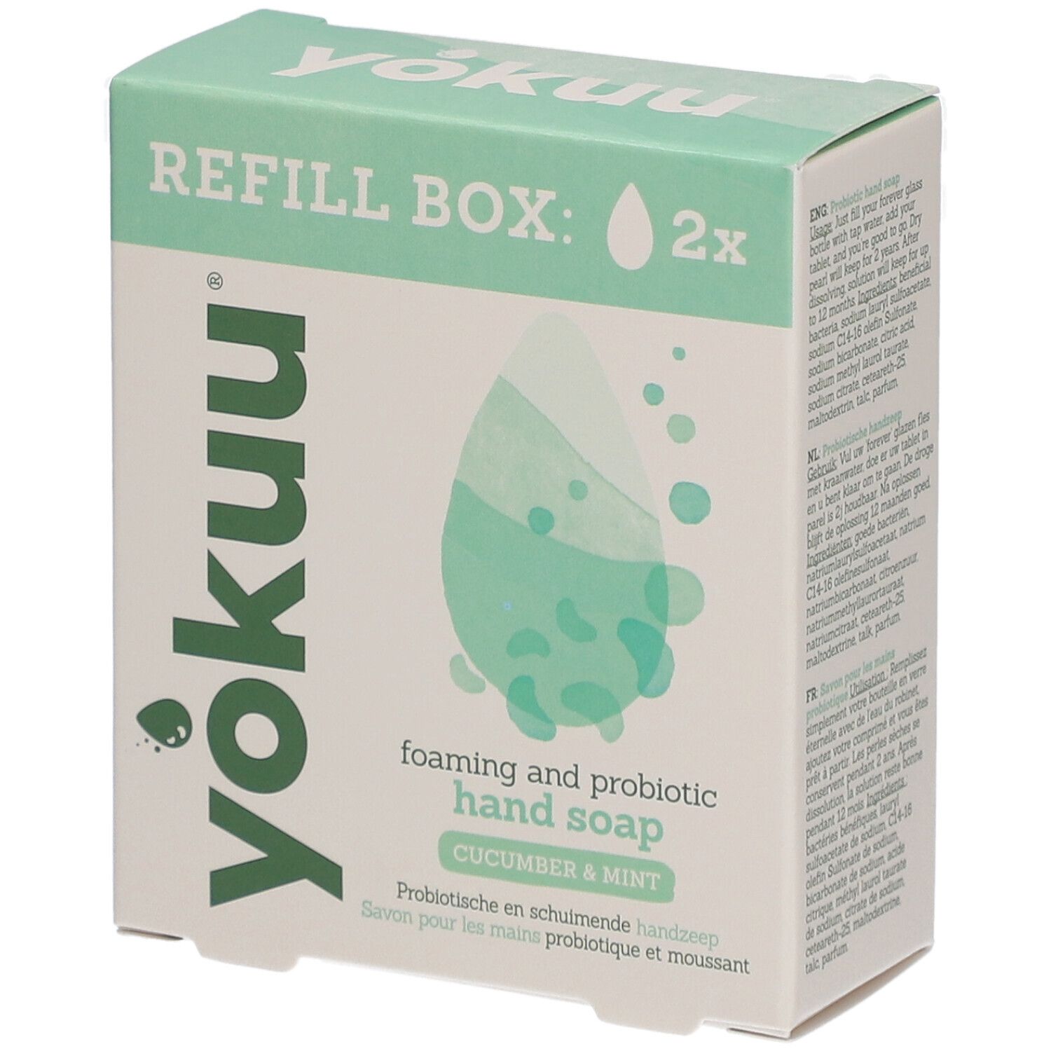Yokuu Savon pour les mains Probiotique - Concombre et menthe - Recharge 2x300 ml Savon