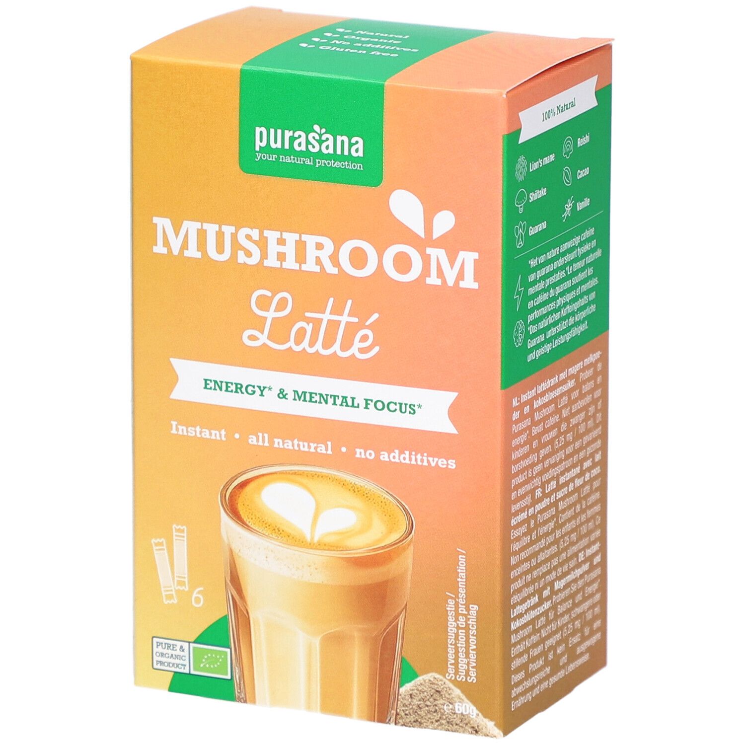 Purasana Mushroom Latte Bio Sachet(S) 6x10 g