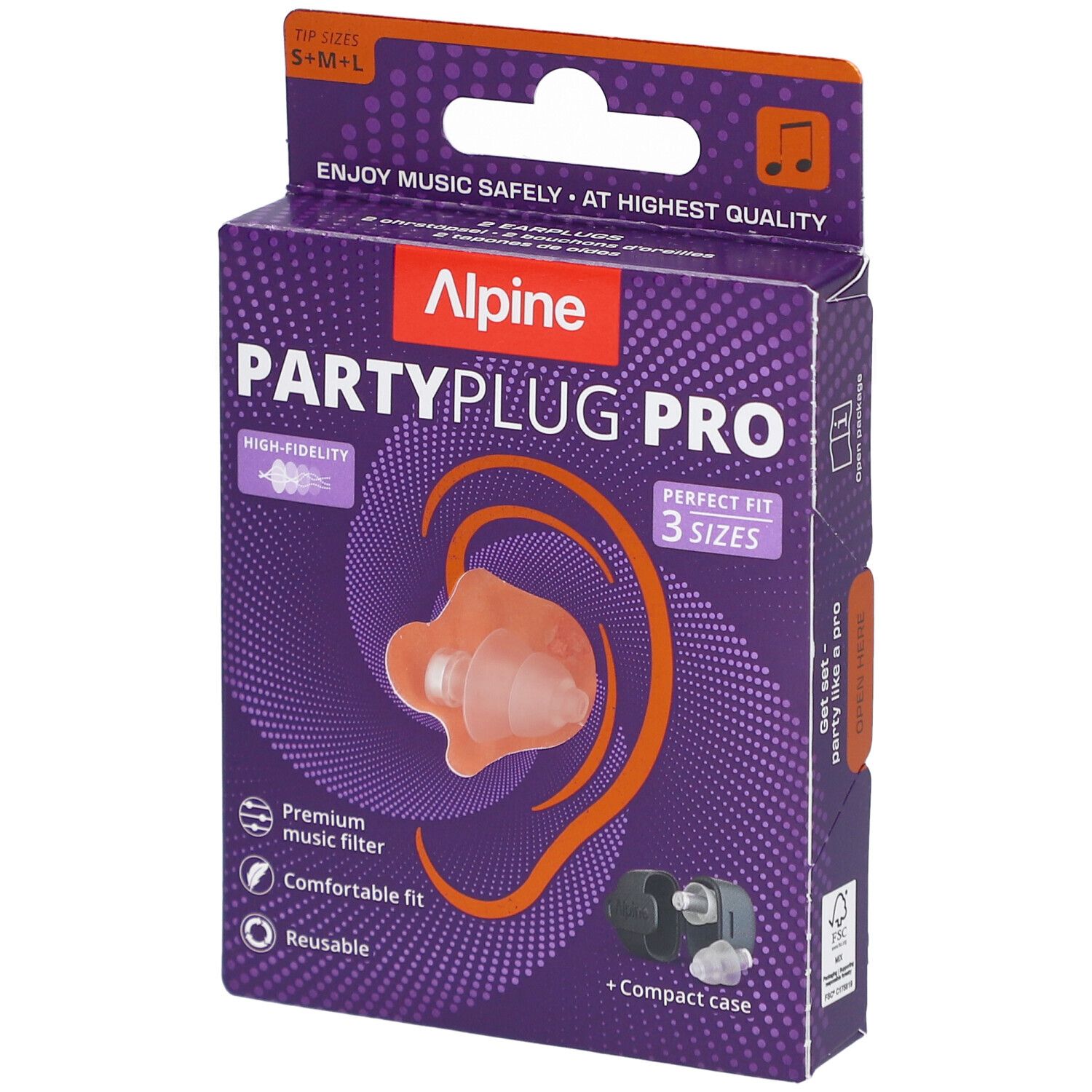 Alpine Partyplug Pro Transparant S+M+L 3 pc(s) Bouchons D'Oreille