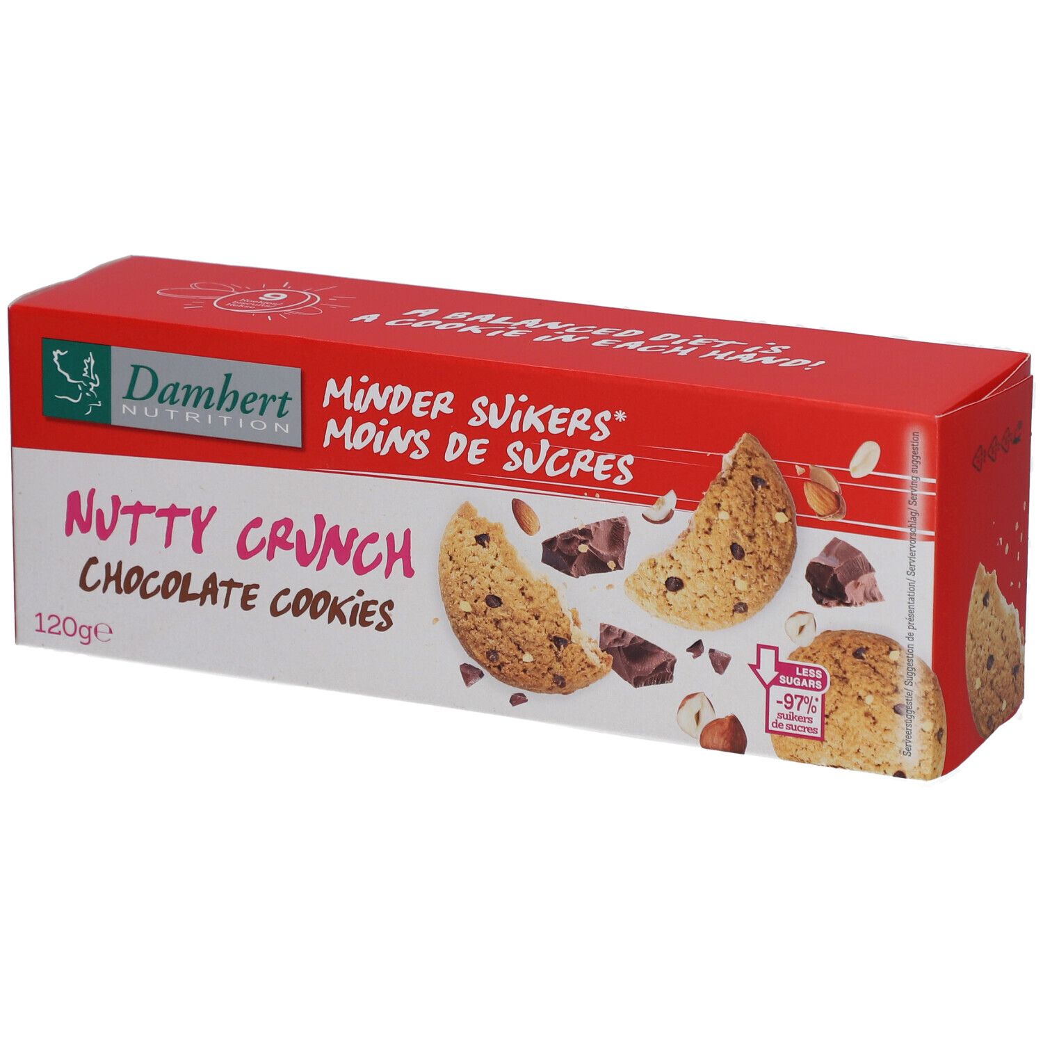 Damhert Moins de sucres Nutty crunch chocolate cookies Cookies 120 g