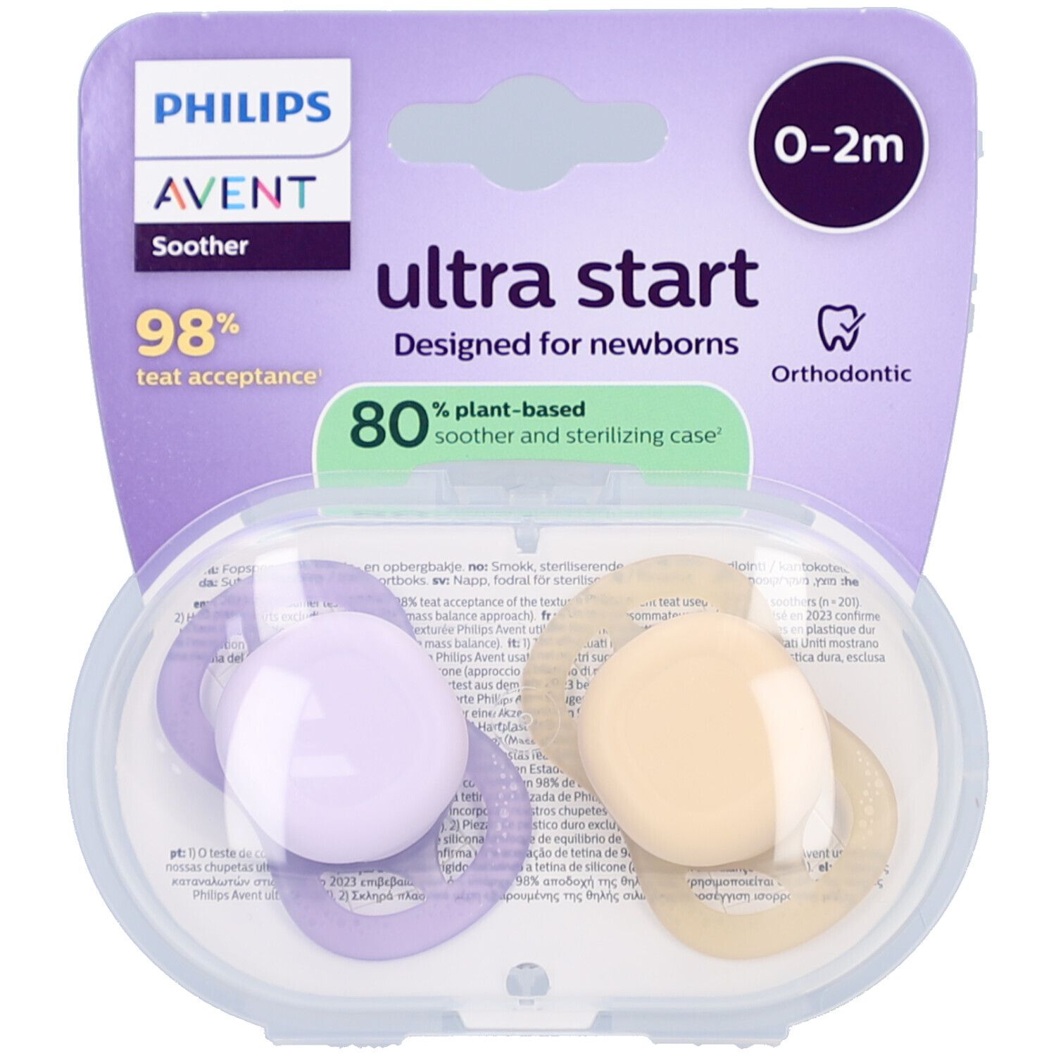 Philips Avent Sucette +0m Start pêche/lila uni 2 pc(s) Sucette(S)