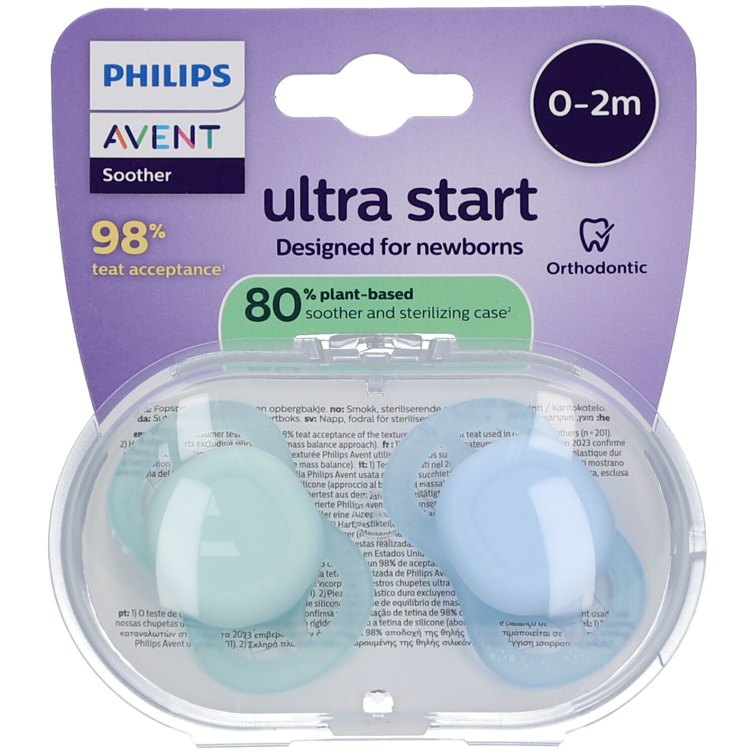 Philips Avent Sucette +0m Start vert/bleu uni 2 pc(s) Sucette(S)