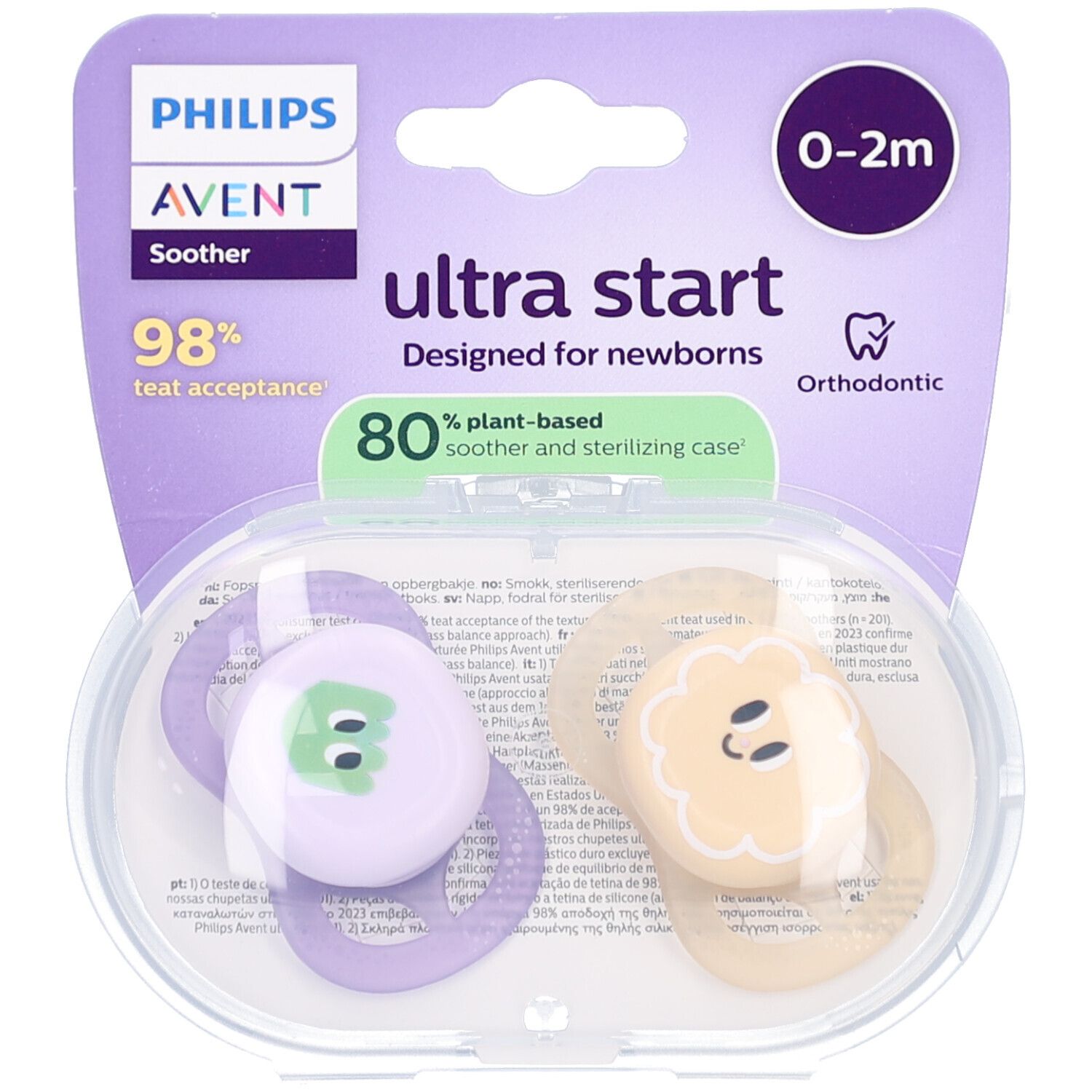 Philips Avent Sucette +0m Start design pêche/lila 2 pc(s) Sucette(S)