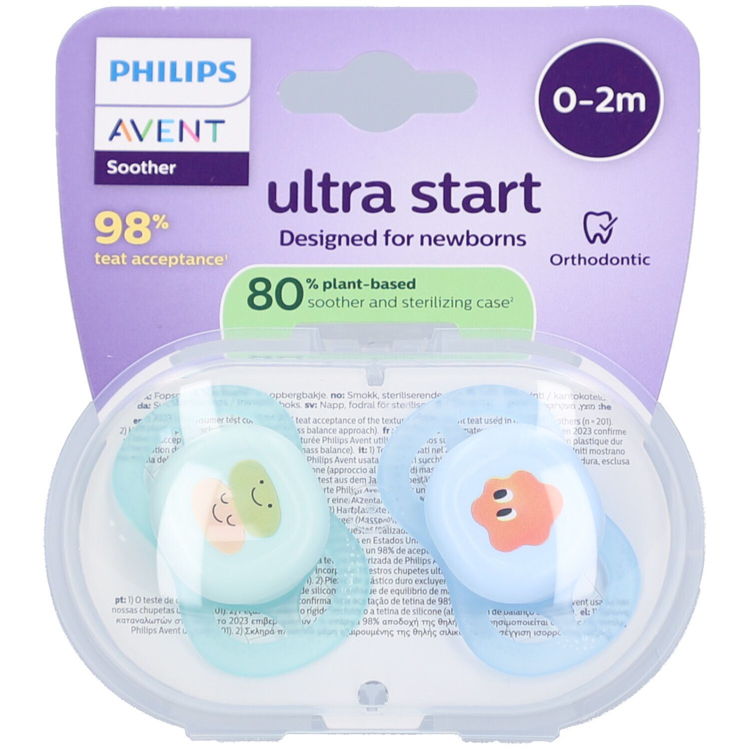 Philips Avent Sucette +0m Start design vert/bleu 2 pc(s) Sucette(S)
