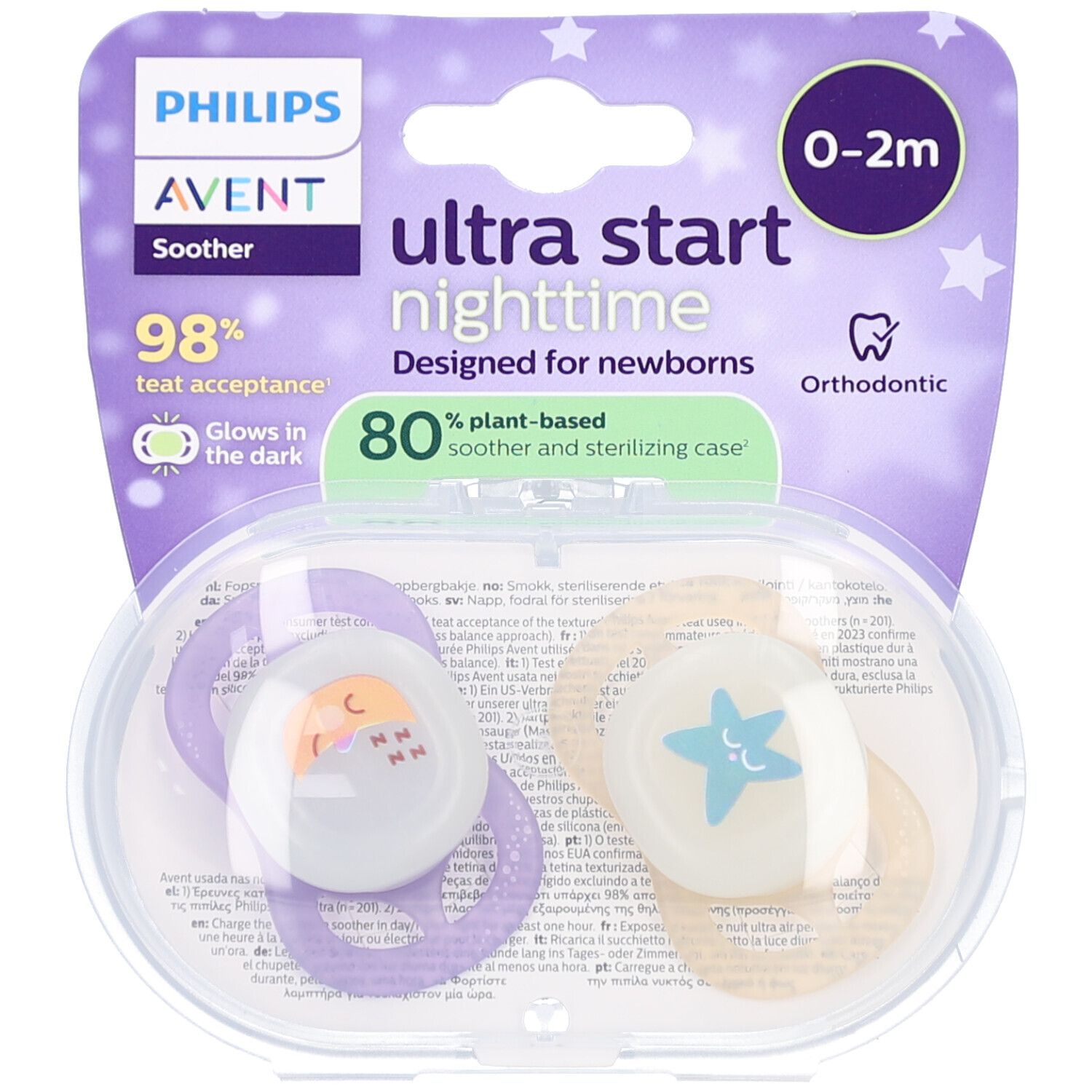 Philips Avent Sucette +0M Start Night Girl Sucette(S) 2 Pc(S)