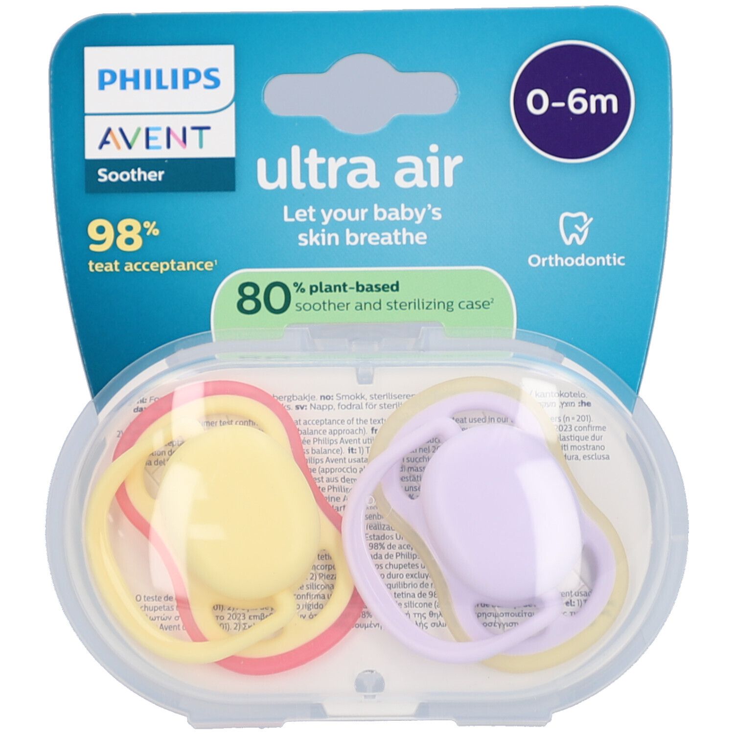 Philips Avent Ultra Air Sucette +0m Air pistache/lila 2 pc(s) Sucette(S)