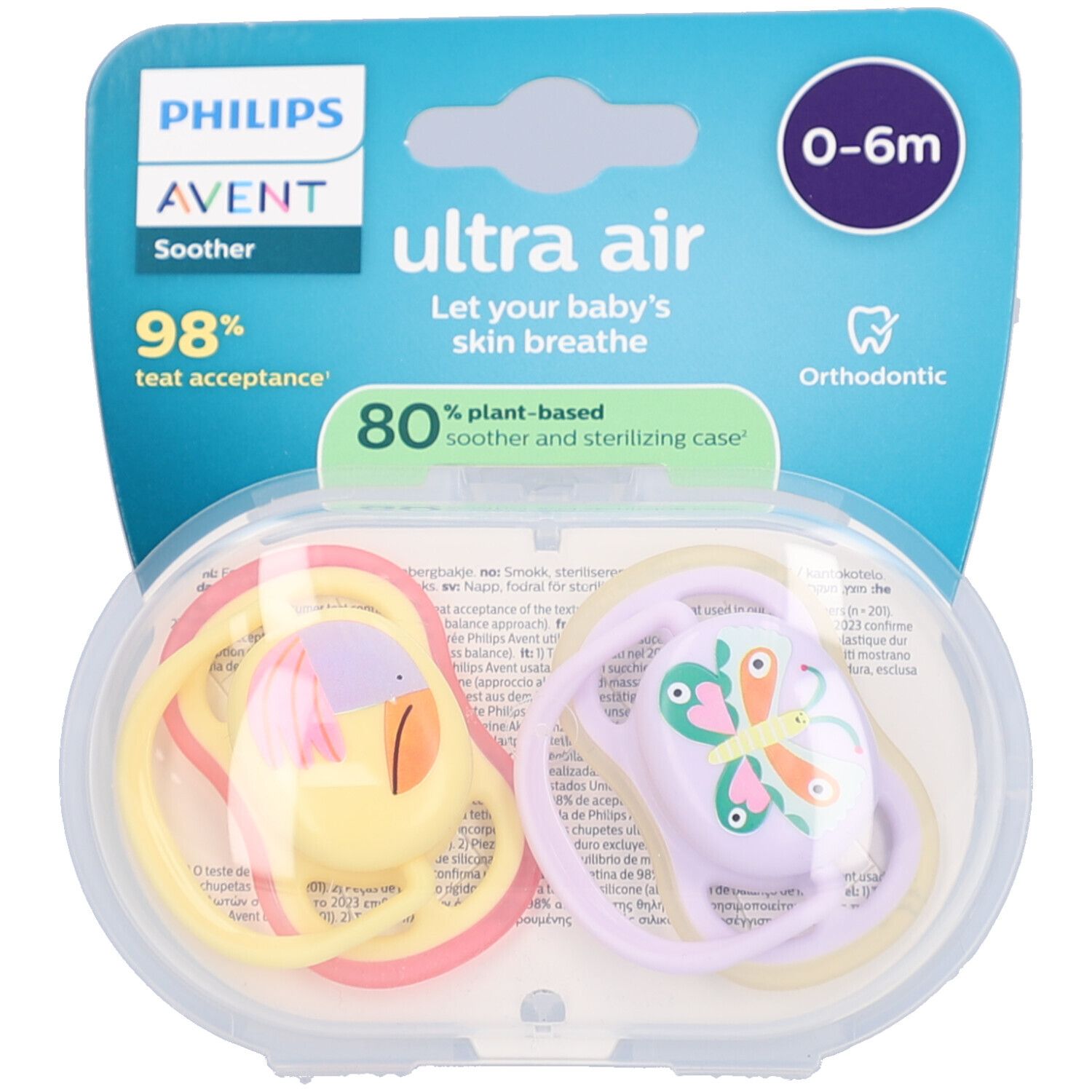 Philips Avent Ultra Air Sucette +0m Air papillon/crabe 2 pc(s) Sucette(S)