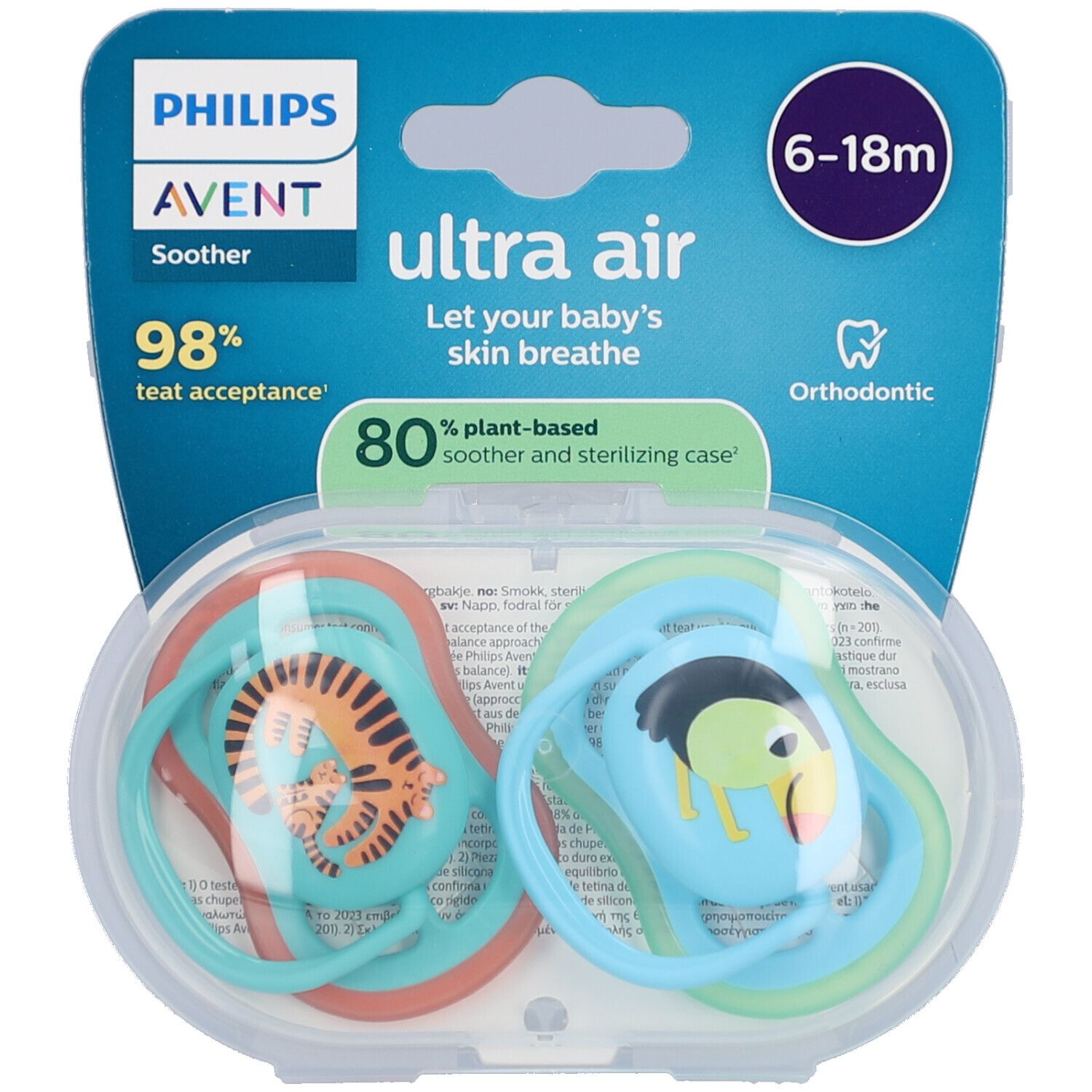Philips Avent Sucette +6m Air léopard/toucan 2 pc(s) Sucette(S)