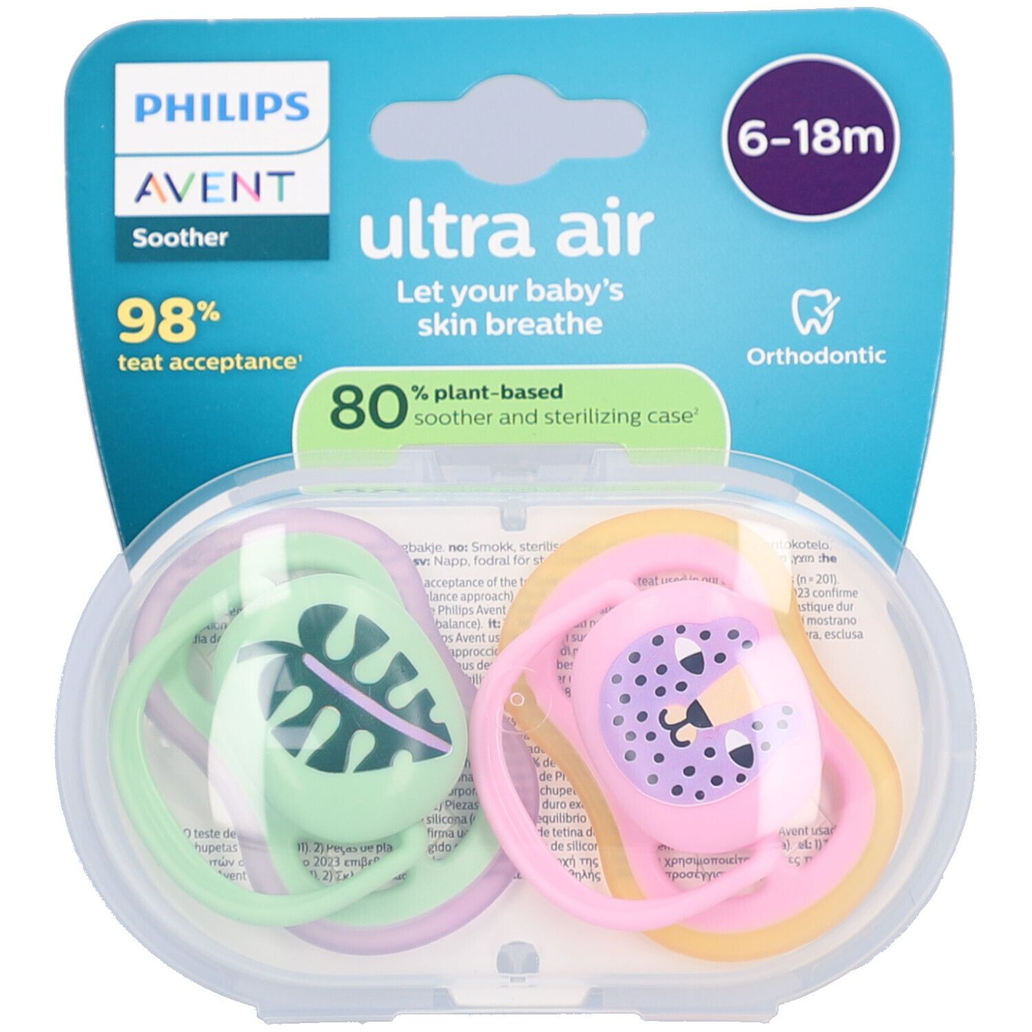 Philips Avent Sucette +6m Air feuille/chat 2 pc(s) Sucette(S)