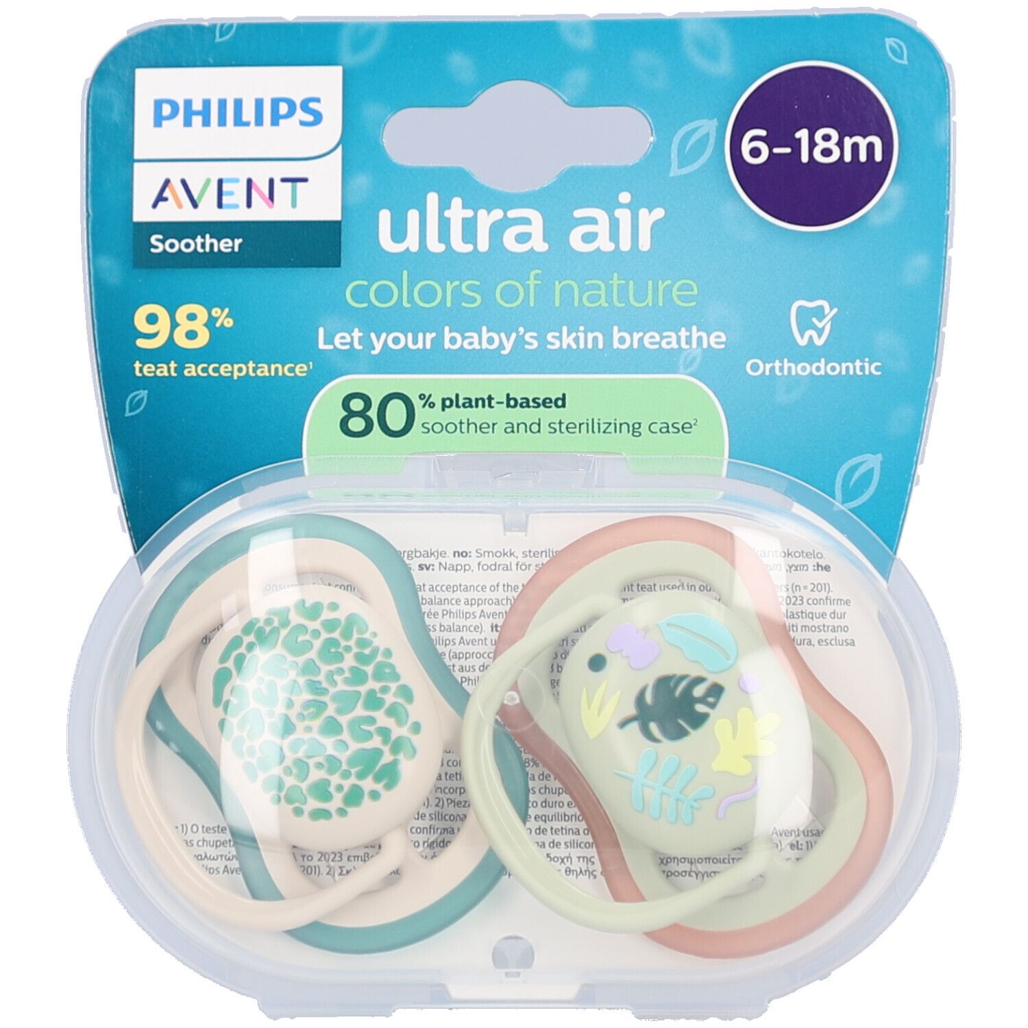 Philips Avent Sucette +6m Air feuillage 2 pc(s) Sucette(S)