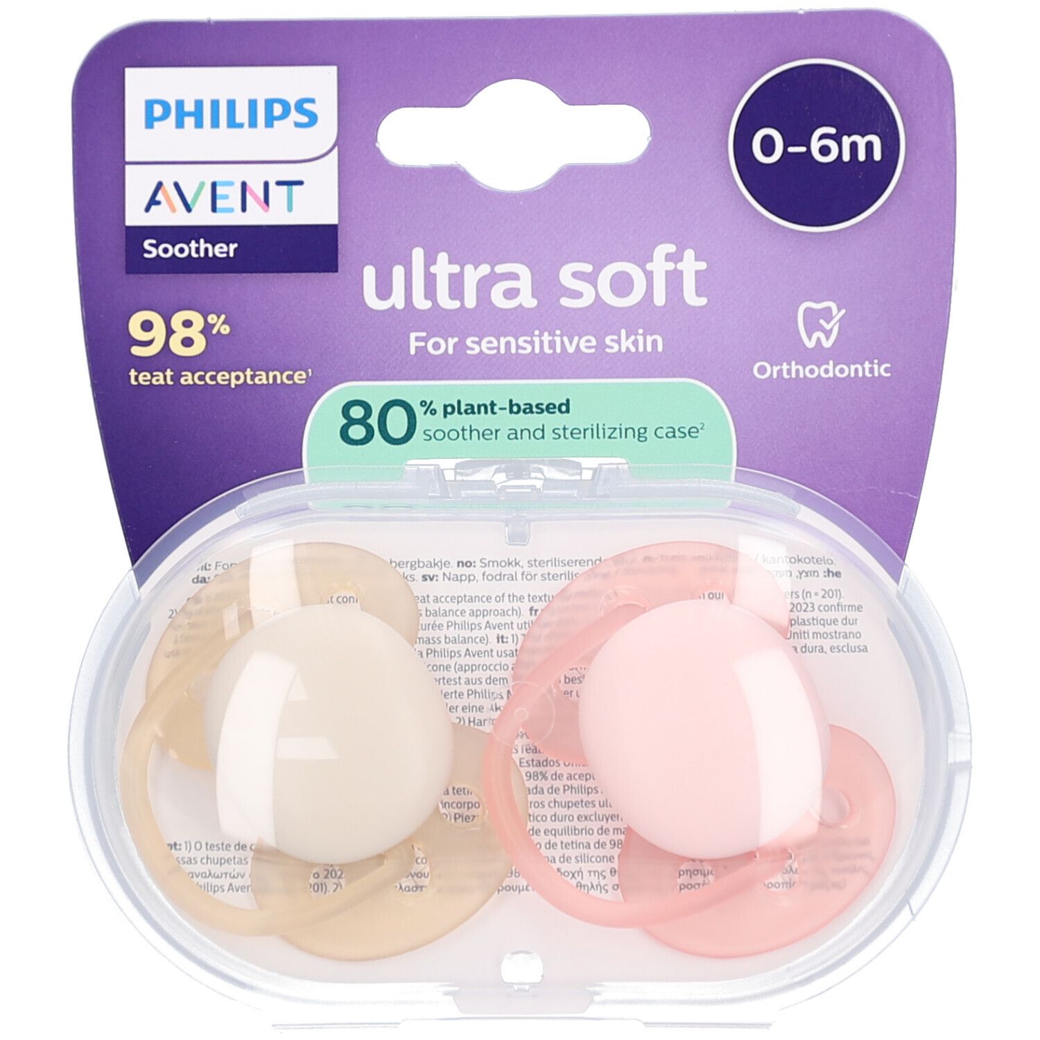 Philips Avent Sucette +0m Soft rose/beige 2 pc(s) Sucette(S)