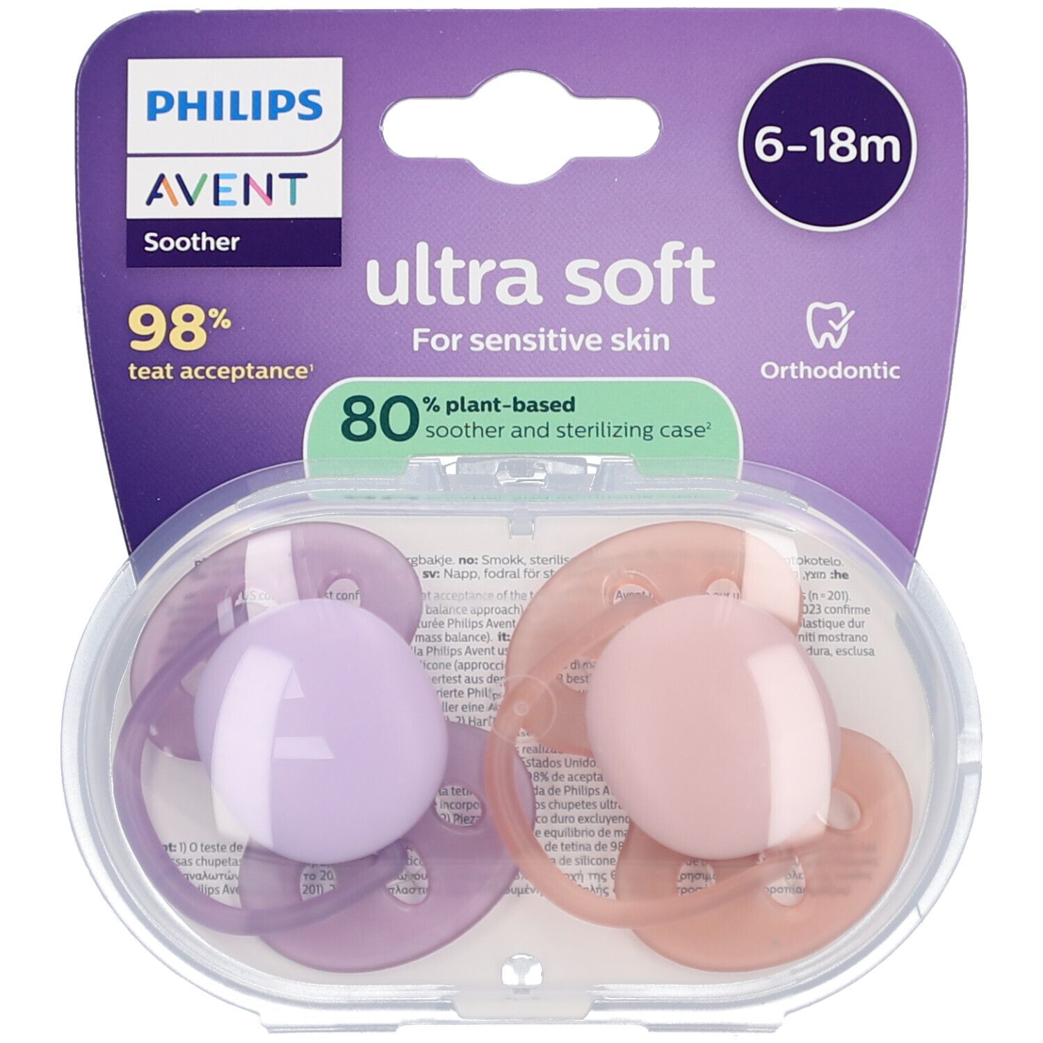 Philips Avent Sucette +6m Soft rose/lila 2 pc(s) Sucette(S)