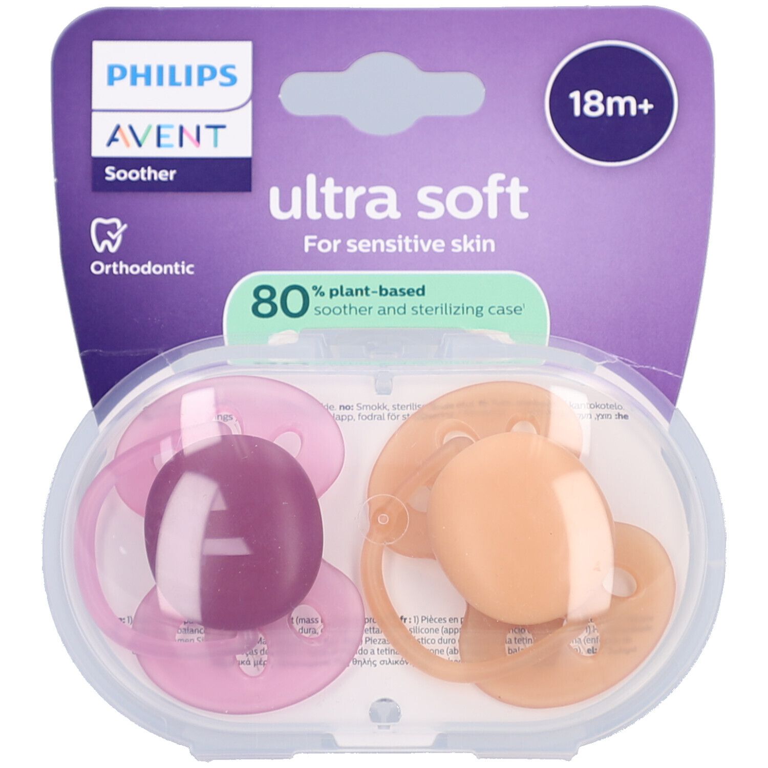 Philips Avent Ultra Air Sucette +18m Soft fuchsia/pêche 2 pc(s) Sucette(S)