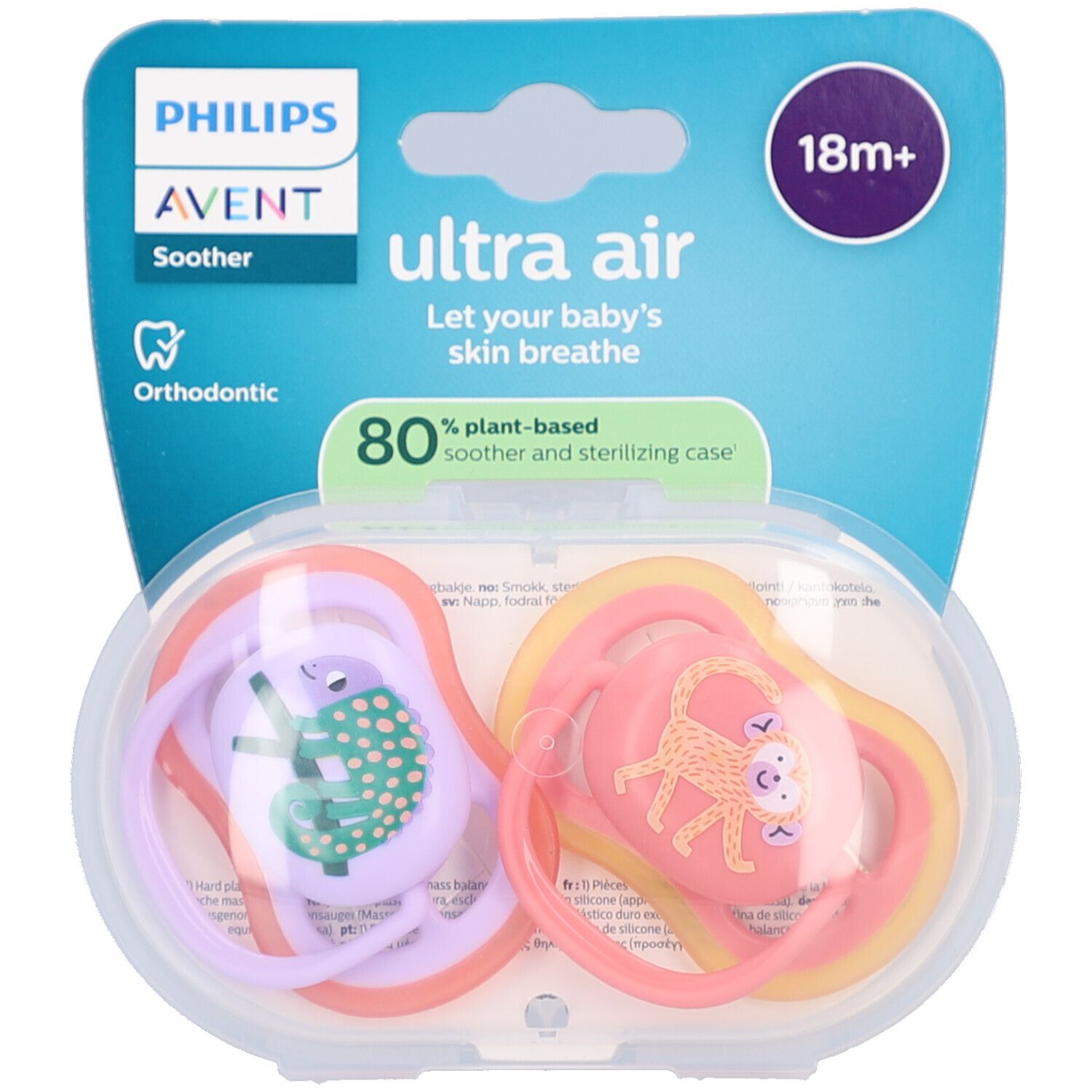 Philips Avent Ultra Air Sucette +18m Air lila/fuchsia design 2 pc(s) Sucette(S)
