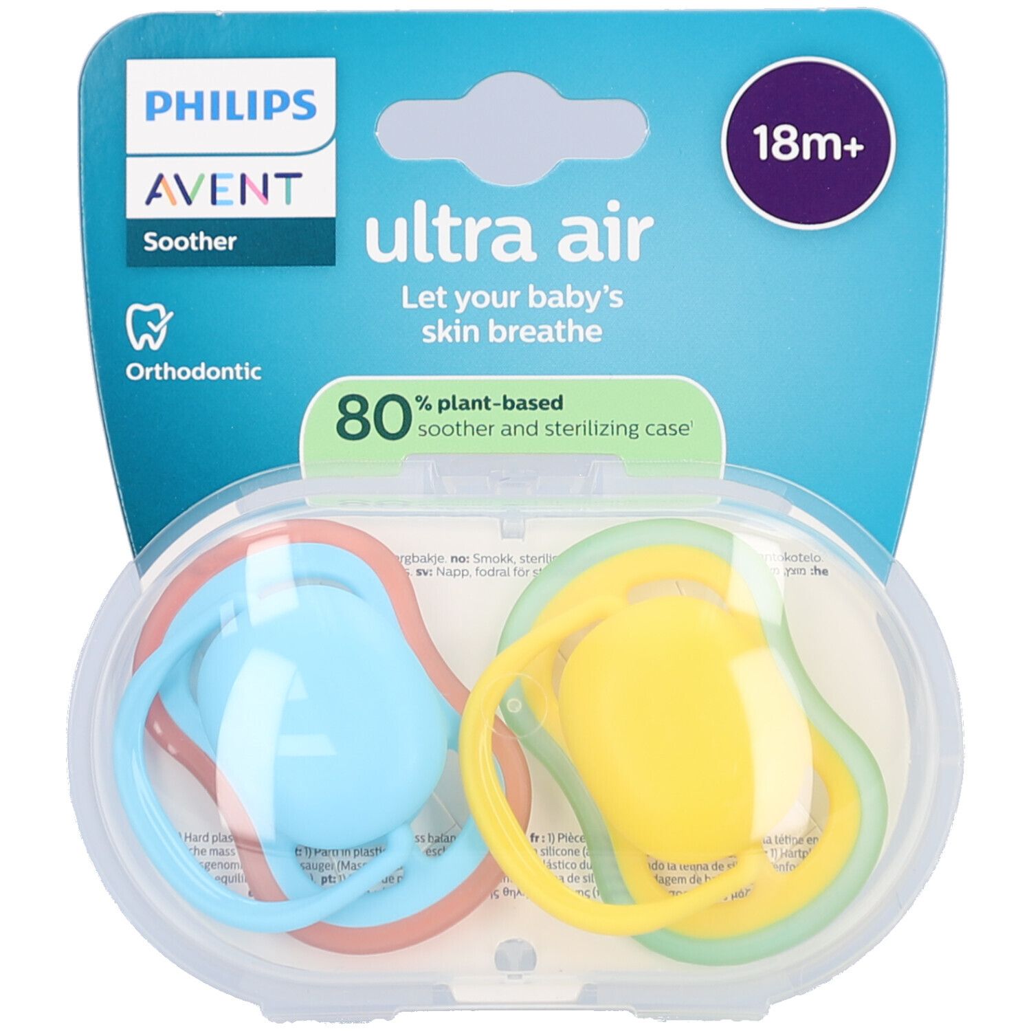 Philips Avent Ultra Air Sucette +18m Air jaune/turquoise 2 pc(s) Sucette(S)