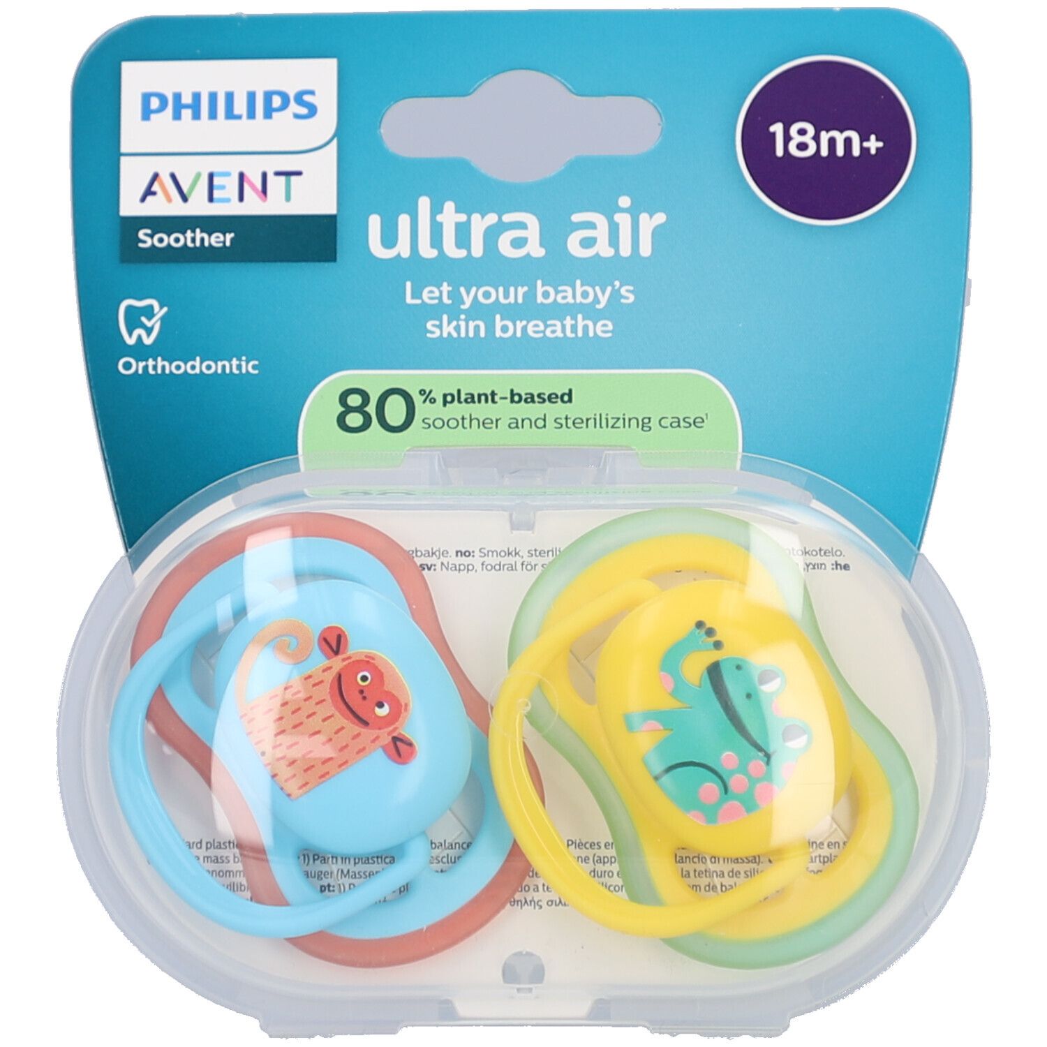Philips Avent Ultra Air Sucette +18m Air grenouille/singe 2 pc(s) Sucette(S)