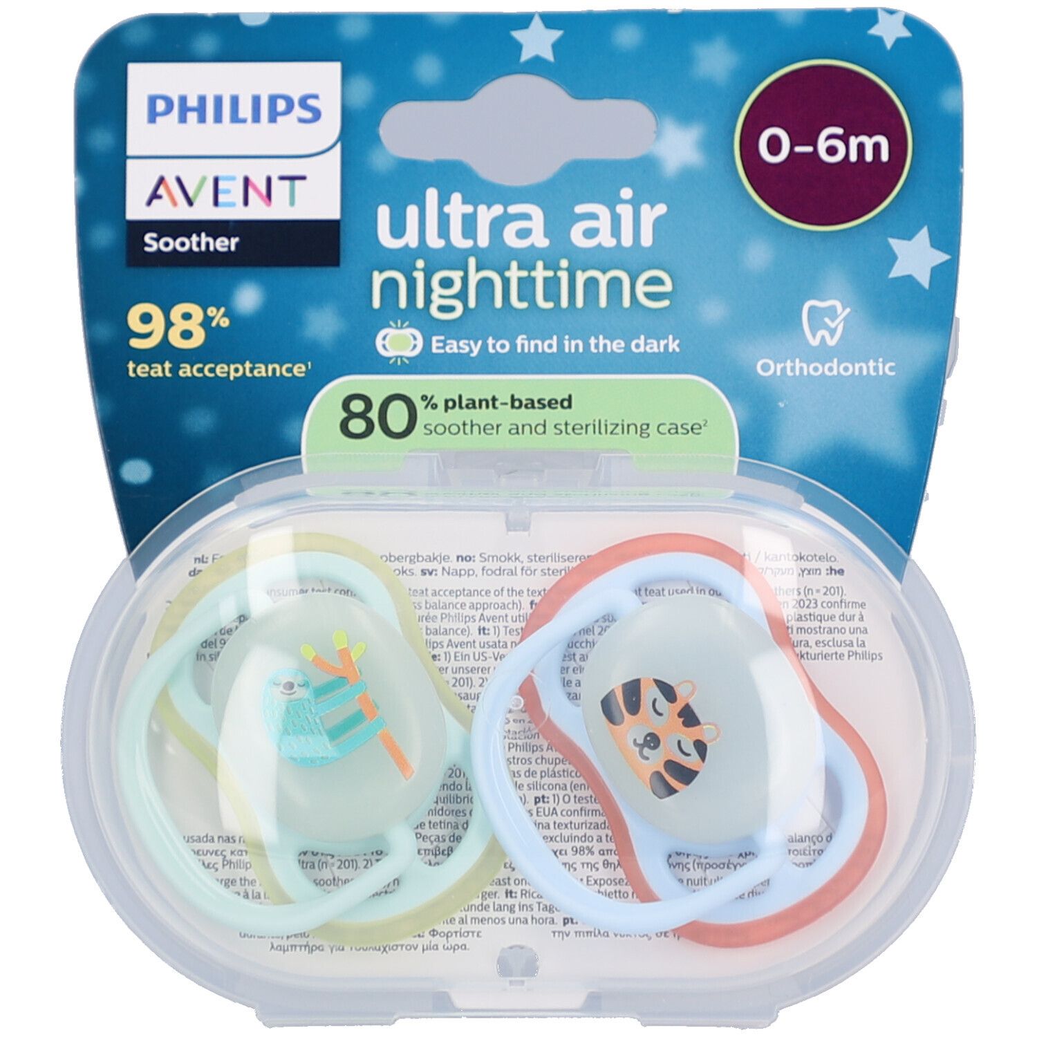 Philips Avent Sucette +0m Air paresseux/lion 2 pc(s) Sucette(S)