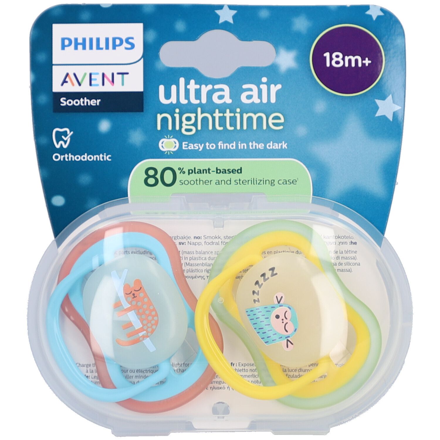 Philips Avent Sucette +18m Air Night singe/chat 2 pc(s) Sucette(S)