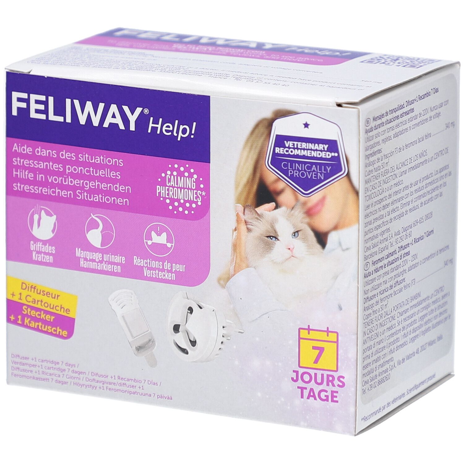 Feliway Help ! Diffuseur & Recharge X7 Jours Appareil 1+7 Pc(S)