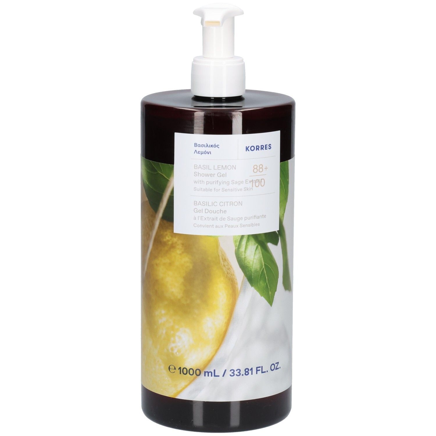 Korres Basil Lemon Gel Douche Rafraîchissant 1000 Ml - Image 2