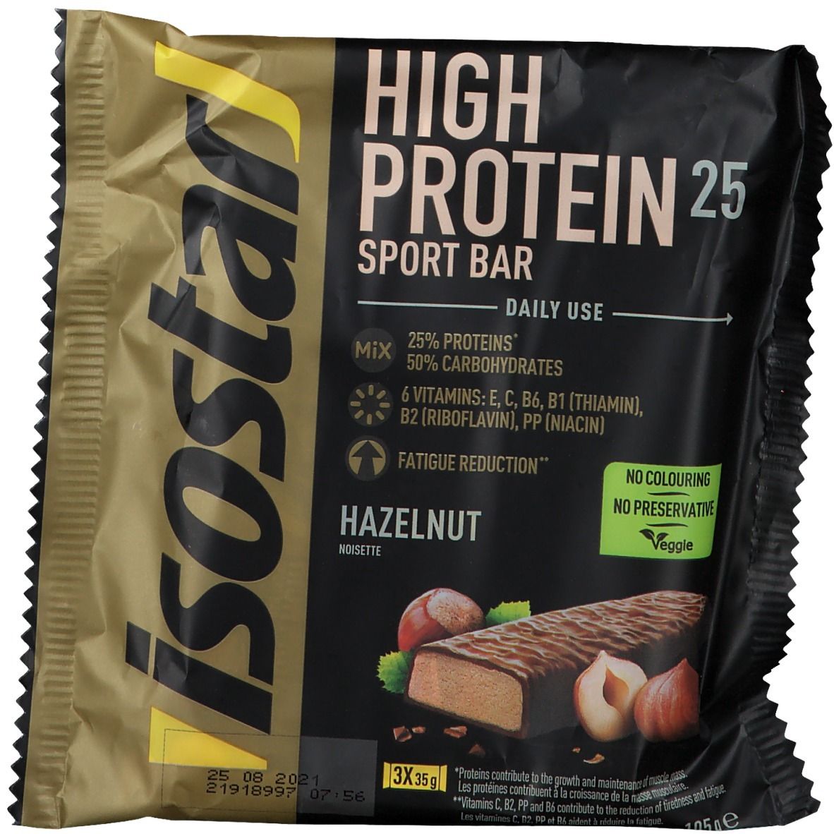 Isostar Barres High Protein 25 noisettes 3x35 g Barre