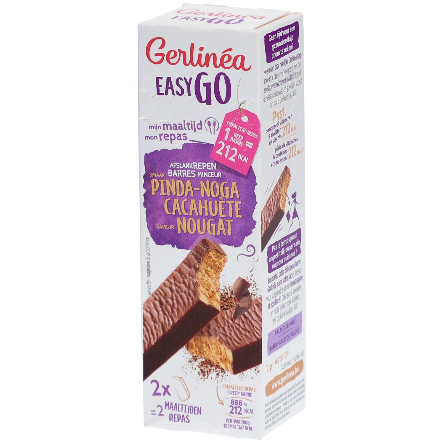 Gerlinéa Easy Go Barres Cacahuète-Nougat Barre 2x58 g
