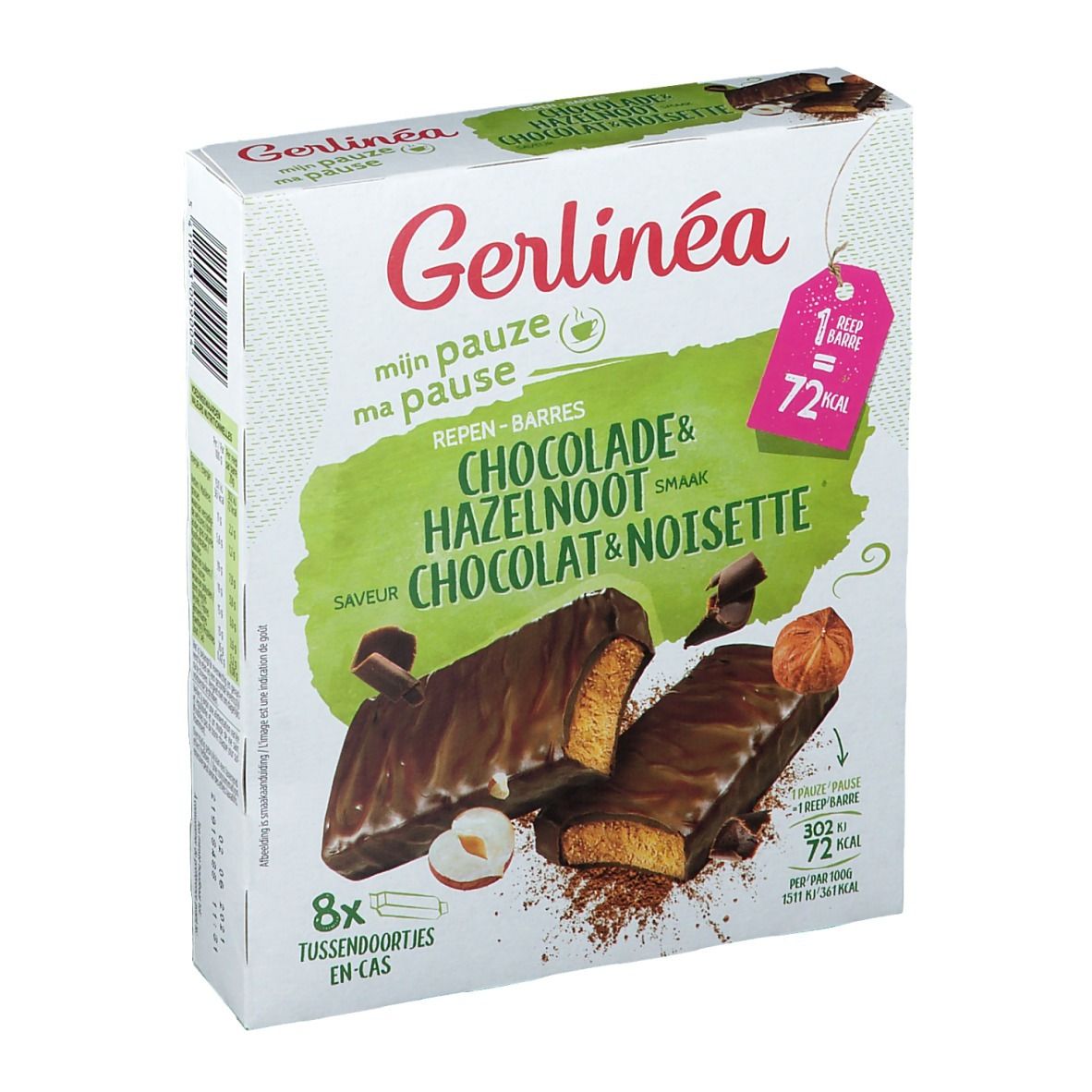 Gerlinéa Barres Chocolat & Noisette Barre 8x20 g