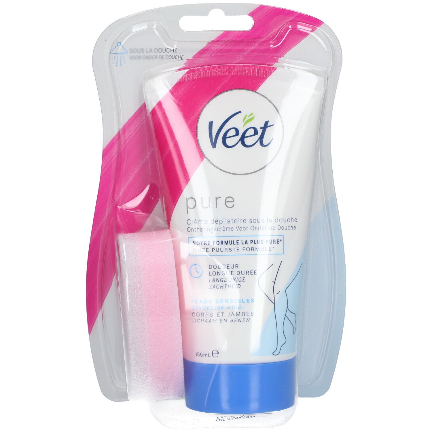Veet Pure Crème Dépilatoire sous la Douche Corps et Jambes Peaux Sensibles 150 ml Crème