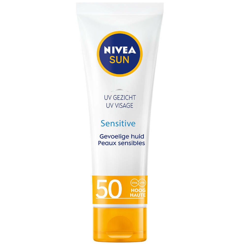 NIVEA Sun UV Crème Solaire Visage Peau Sensible SPF50 50 ml crème protection solaire