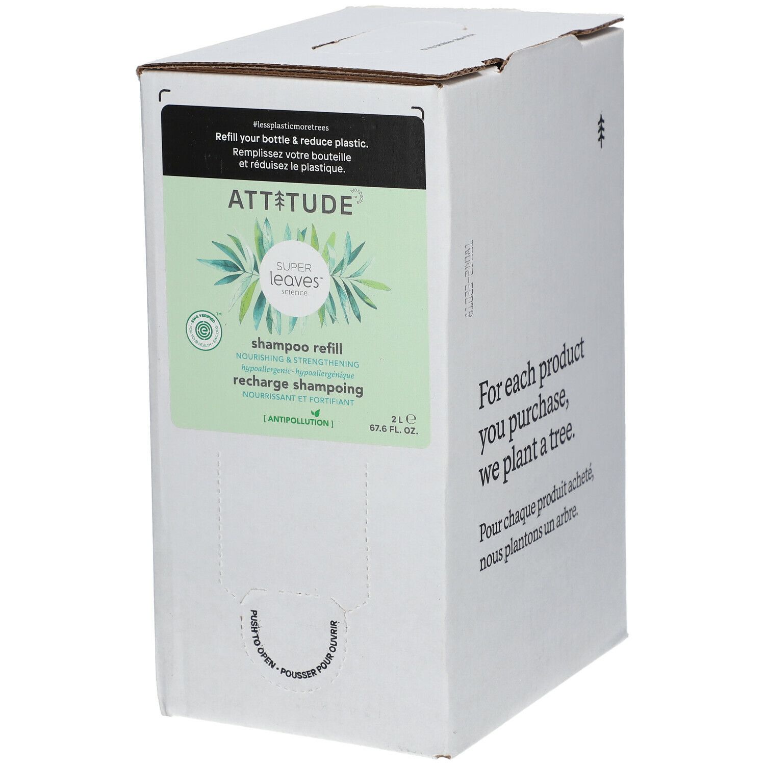 Attitude Super Leaves Shampooing Nourrissant et Fortifiant Refill 2 l shampoing 2 l Shampooing