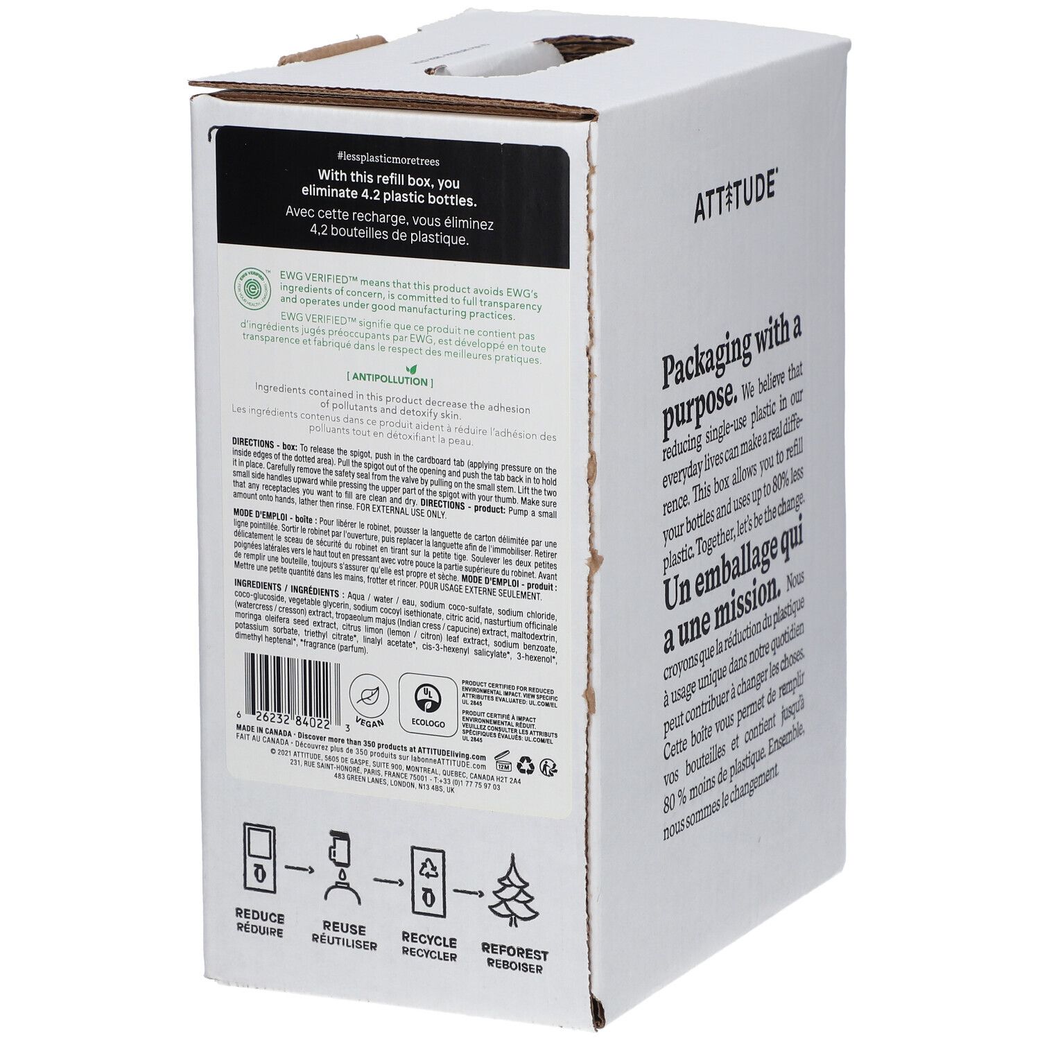 Attitude Super Leaves Savon Mains aux Feuilles de Citronnier Refill 2 l savon 2 l Savon