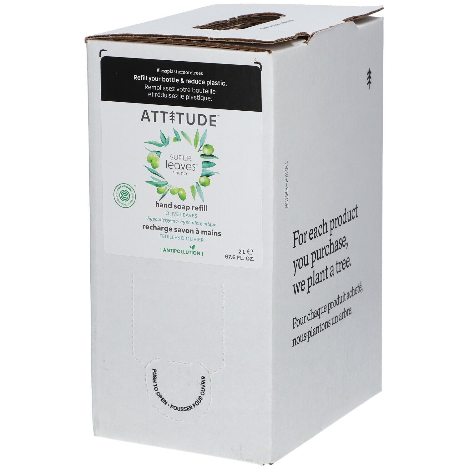 Attitude Super Leaves Savon Mains aux Feuilles d'Olivier Refill 2 l savon 2 l Savon